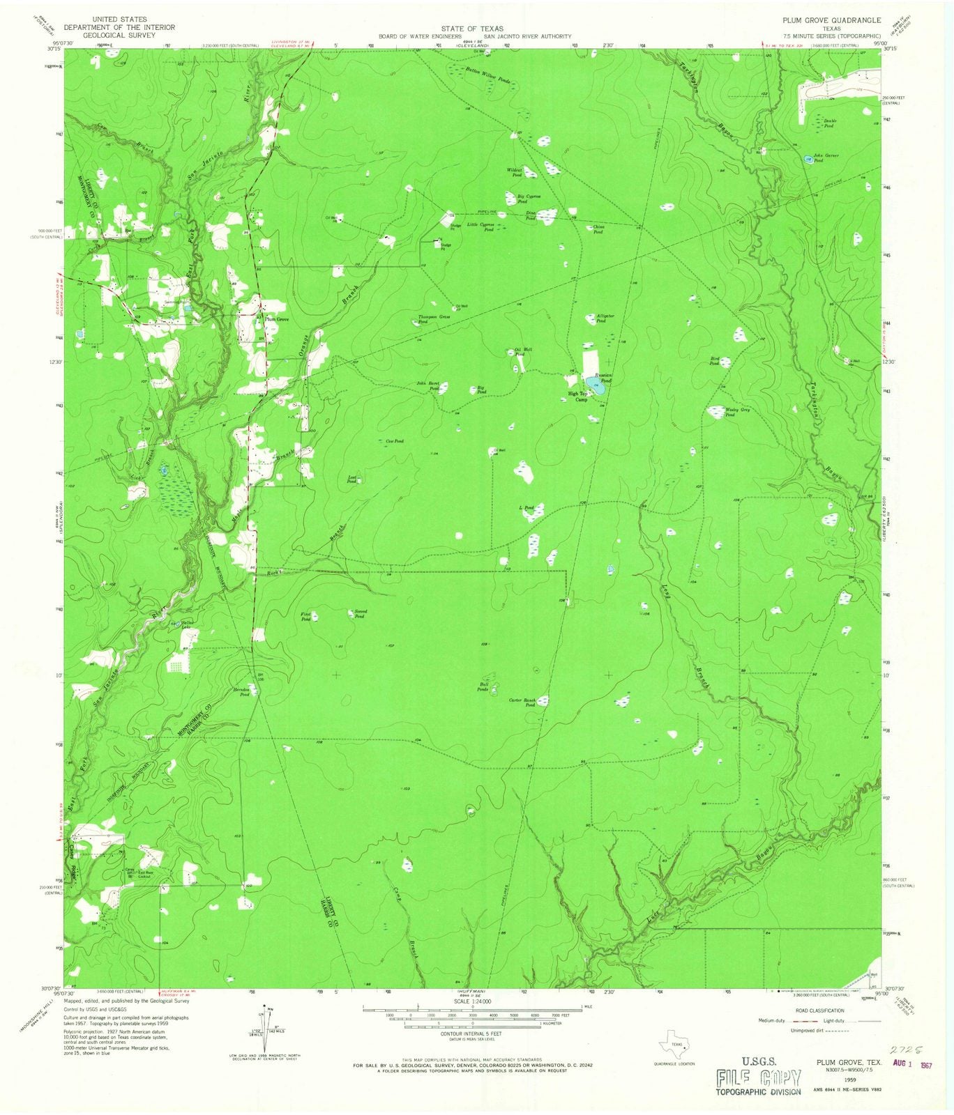 1959 Plum Grove, TX - Texas - USGS Topographic Map