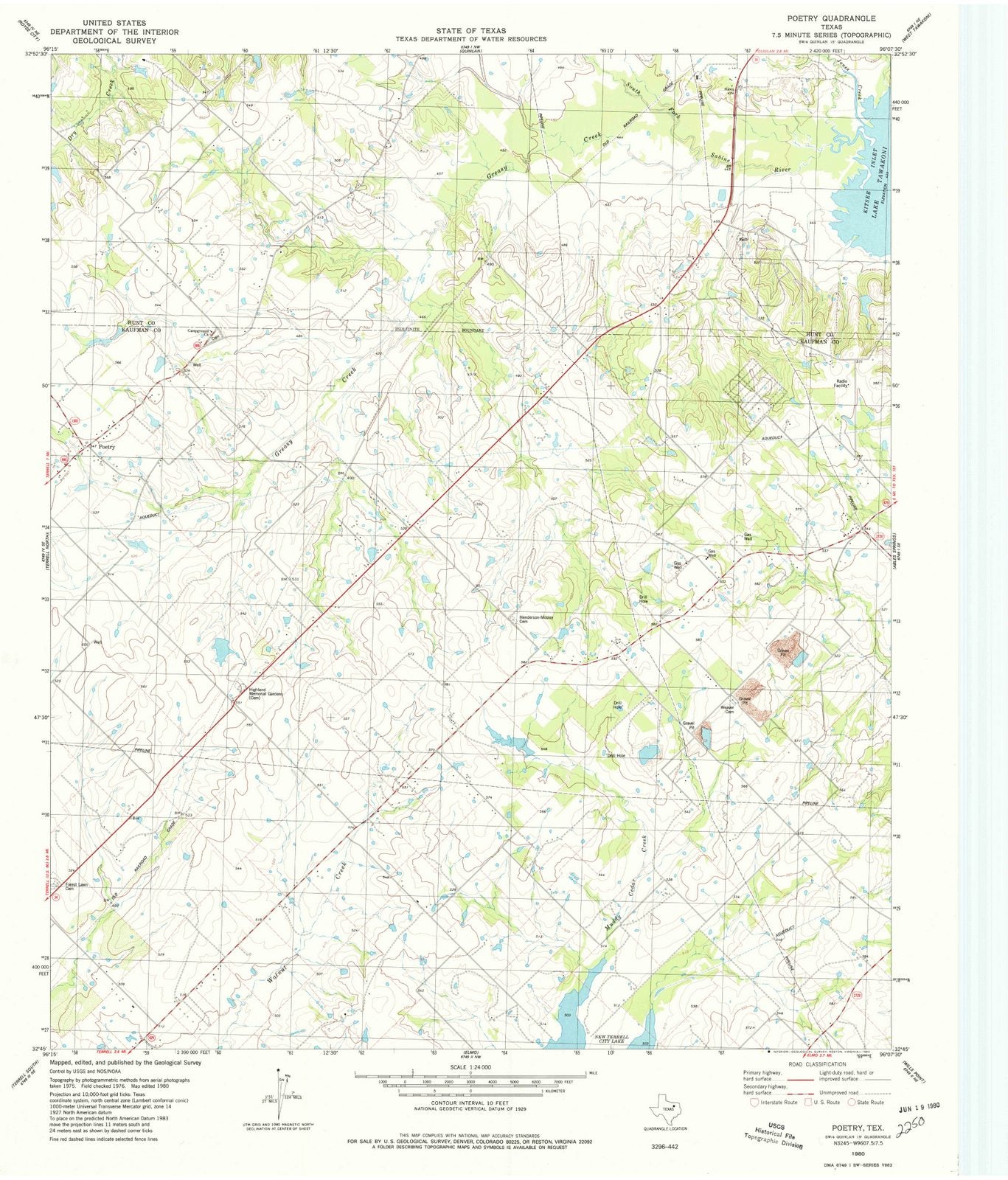 1980 Poetry, TX - Texas - USGS Topographic Map