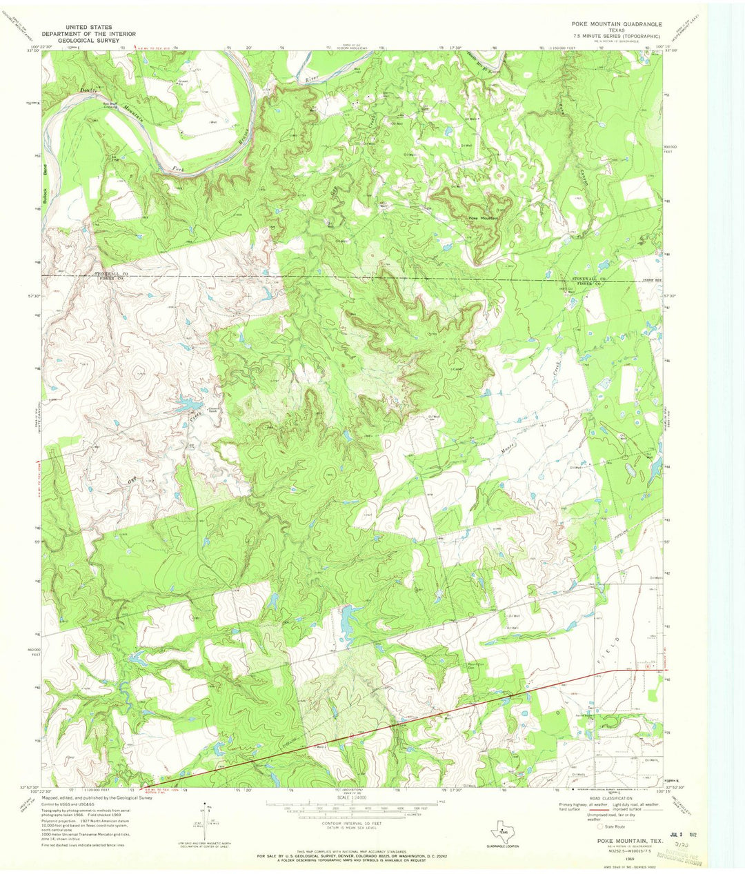 1969 Poke Mountain, TX - Texas - USGS Topographic Map