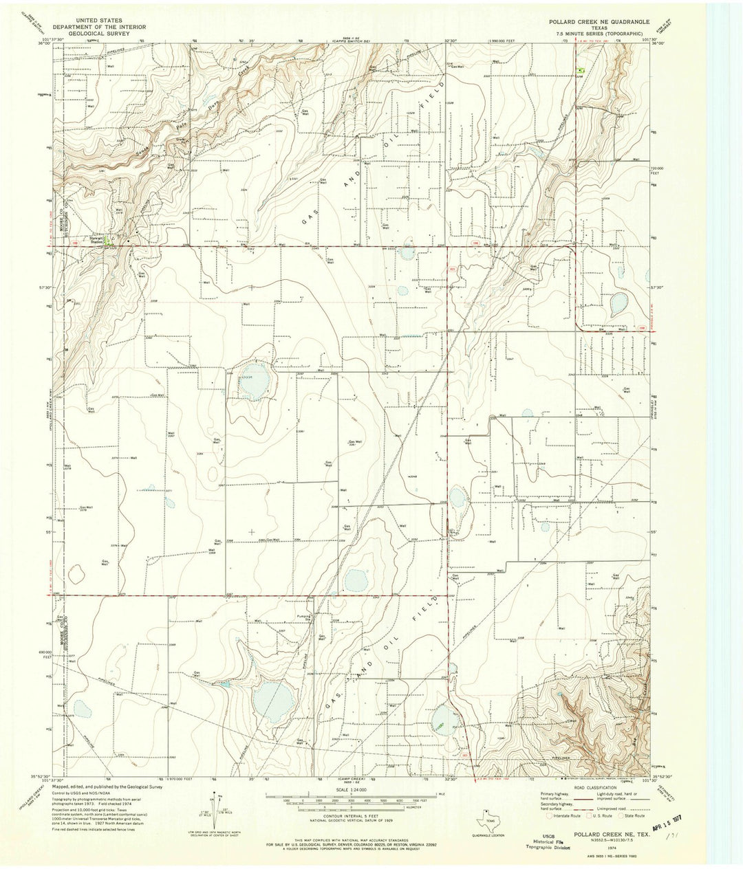 1974 Pollard Creek, TX - Texas - USGS Topographic Map