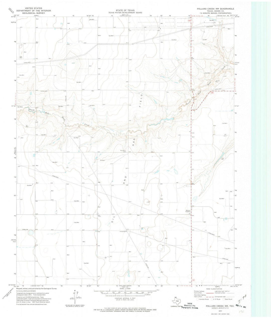 1972 Pollard Creek, TX - Texas - USGS Topographic Map