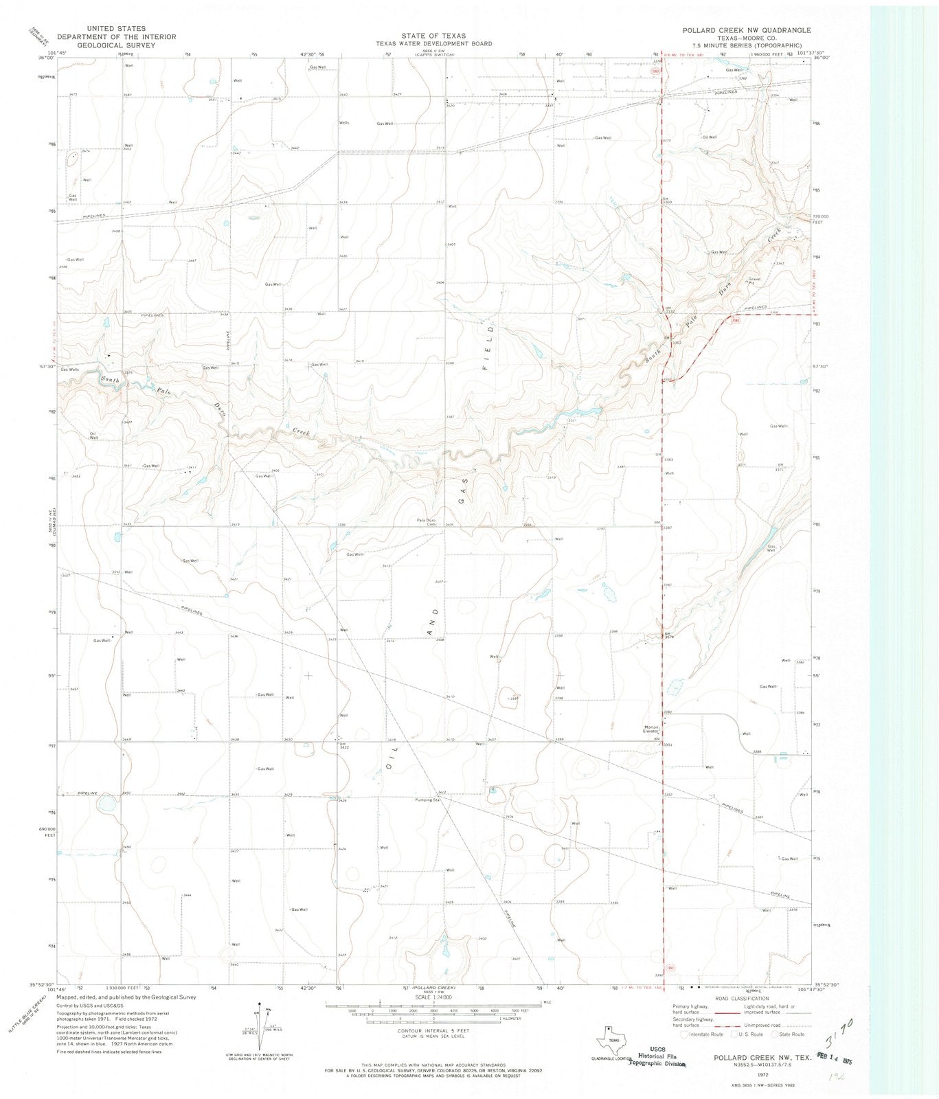 1972 Pollard Creek, TX - Texas - USGS Topographic Map
