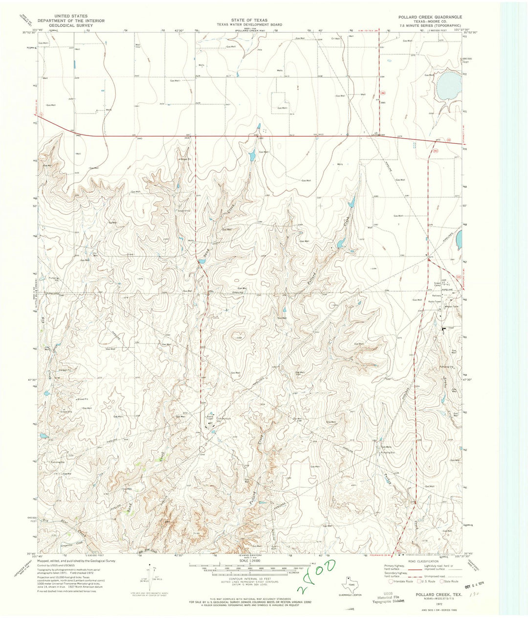 1972 Pollard Creek, TX - Texas - USGS Topographic Map v2