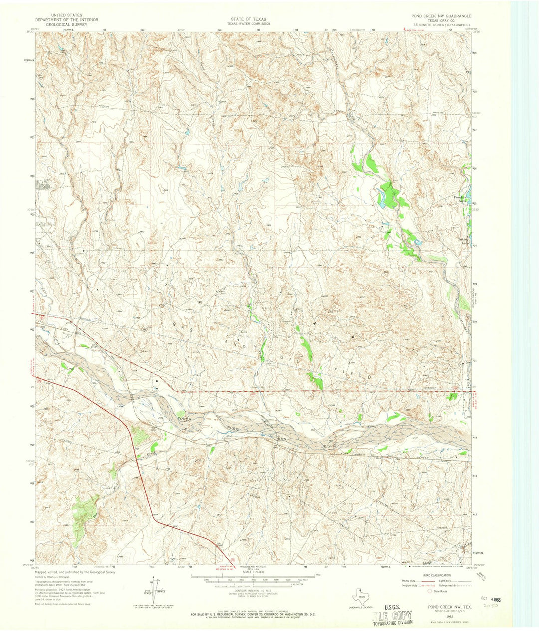 1962 Pond Creek, TX - Texas - USGS Topographic Map