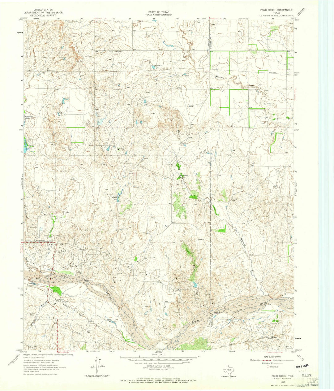 1962 Pond Creek, TX - Texas - USGS Topographic Map v2