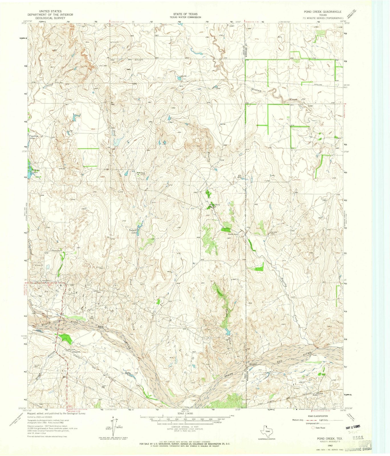 1962 Pond Creek, TX - Texas - USGS Topographic Map v2