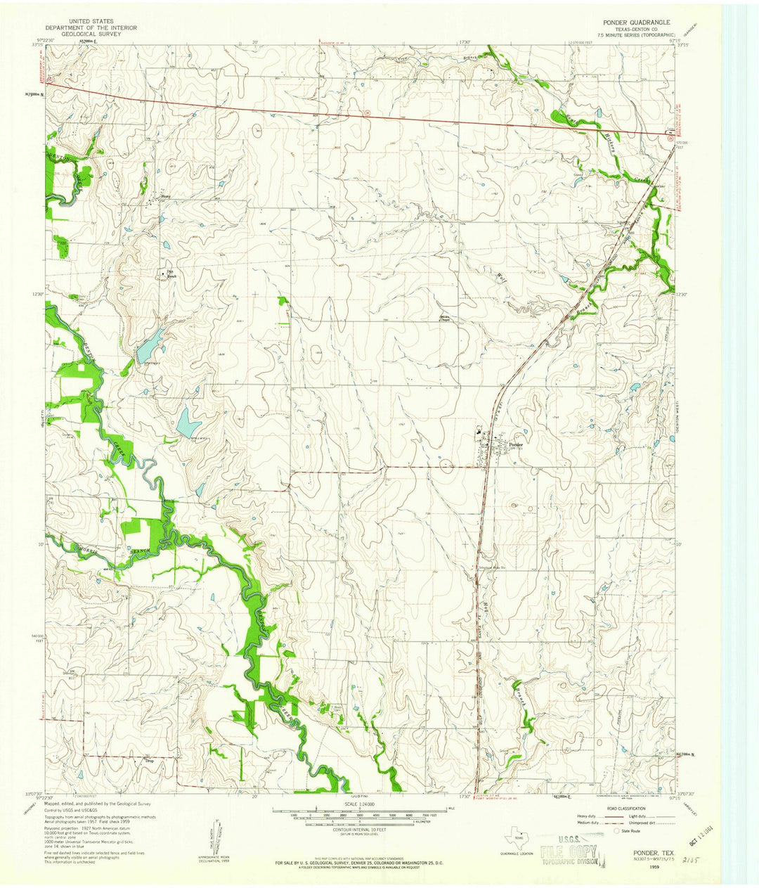 1959 Ponder, TX - Texas - USGS Topographic Map