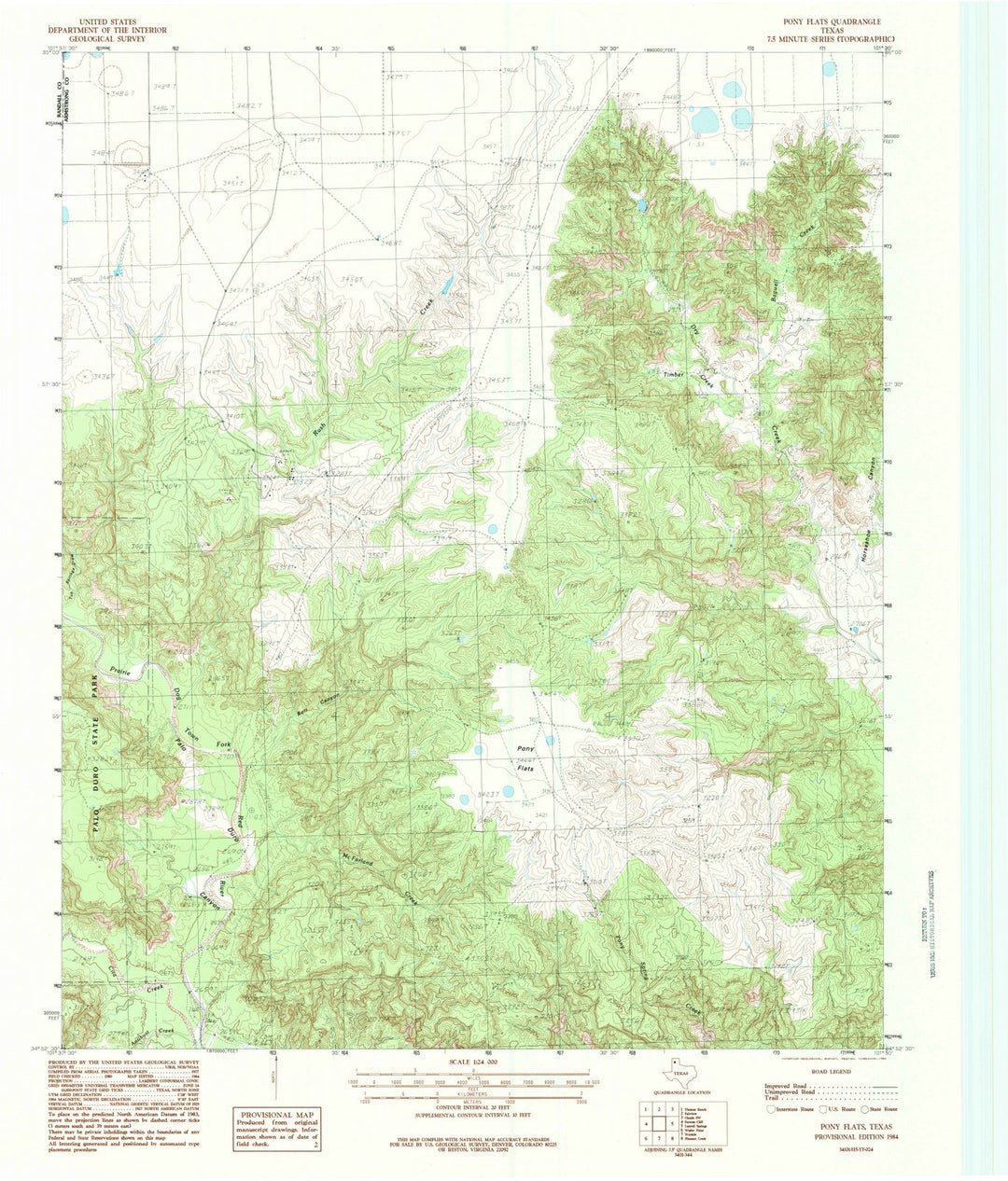1984 Pony Flats, TX - Texas - USGS Topographic Map