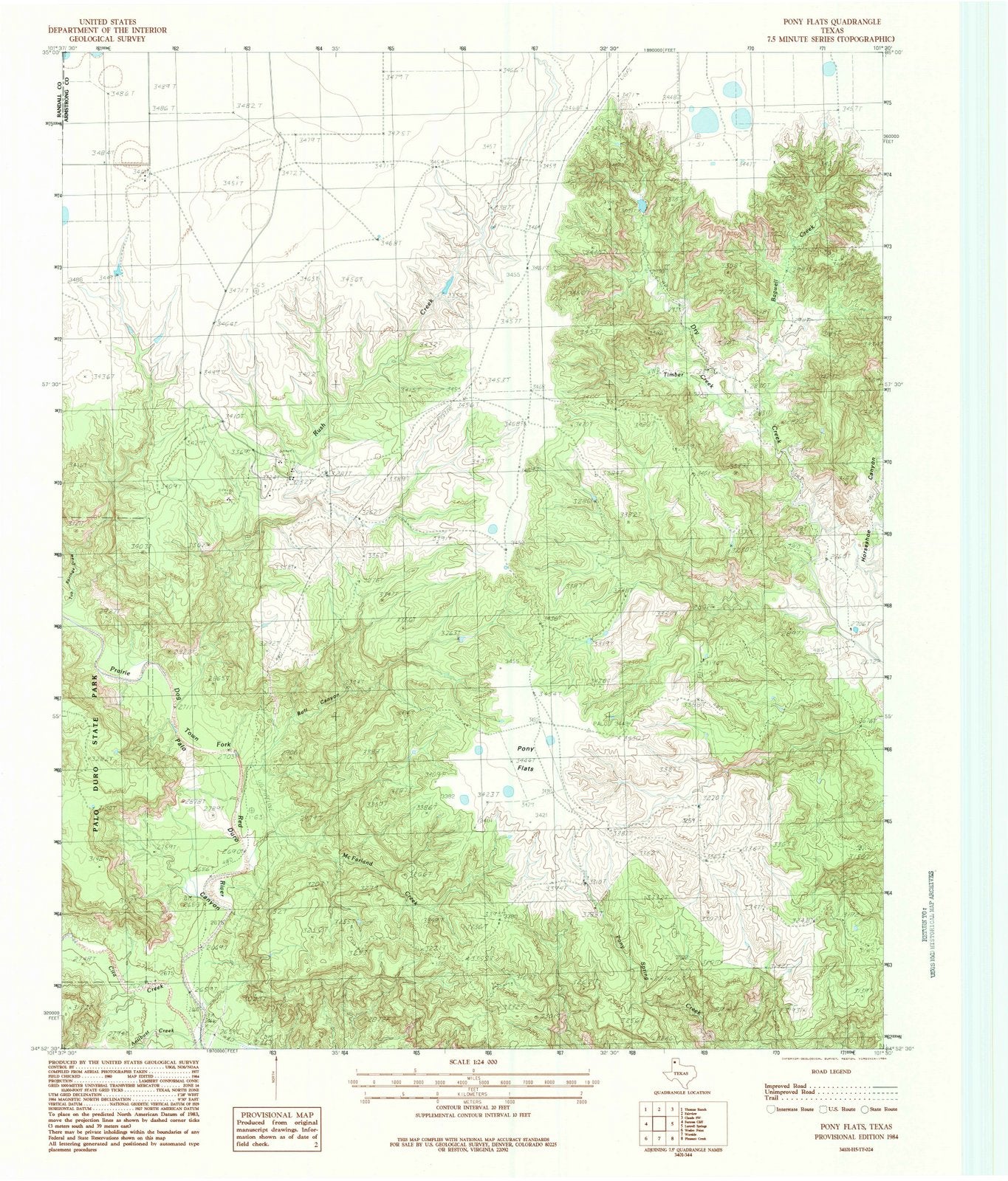 1984 Pony Flats, TX - Texas - USGS Topographic Map
