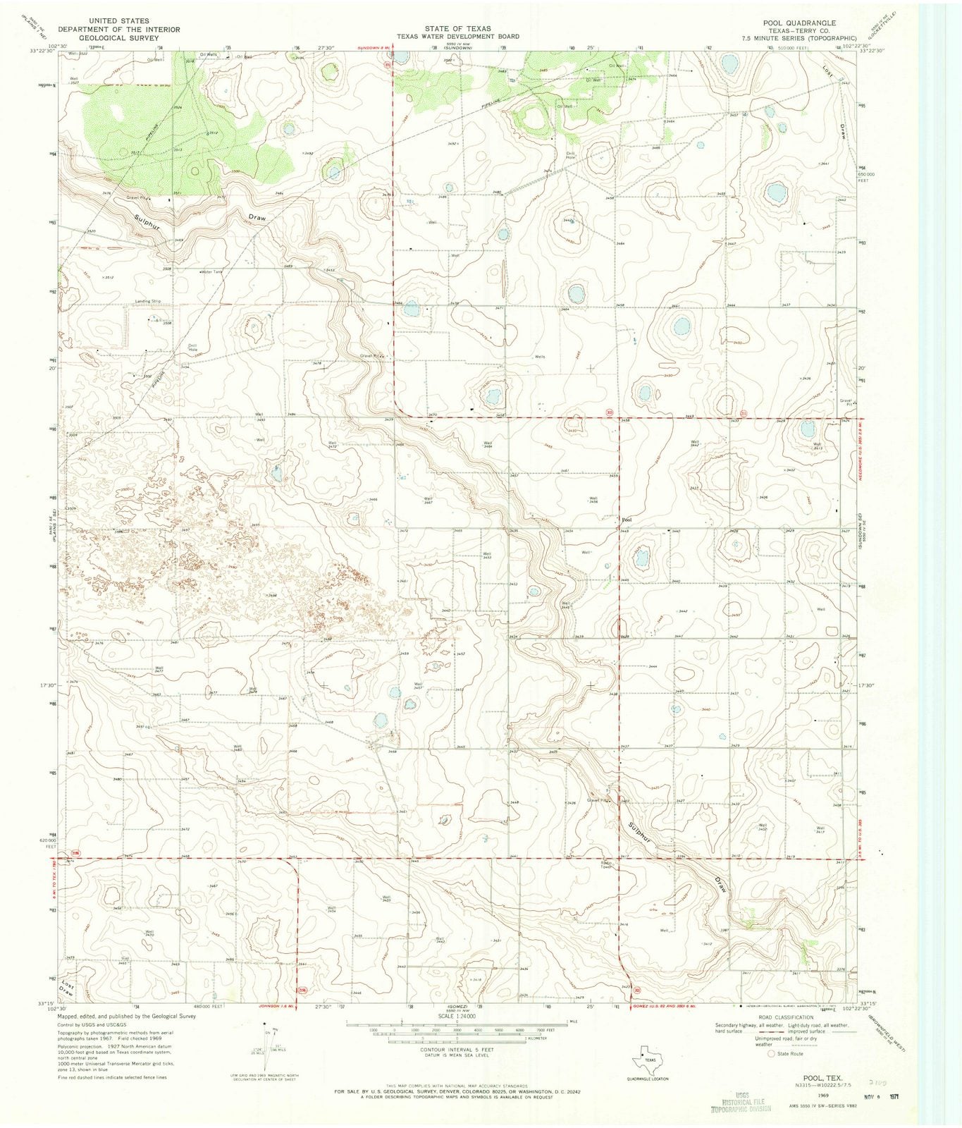 1969 Pool, TX - Texas - USGS Topographic Map