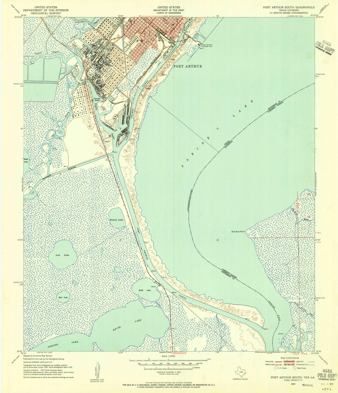 1943 Port Arthur South, TX - Texas - USGS Topographic Map