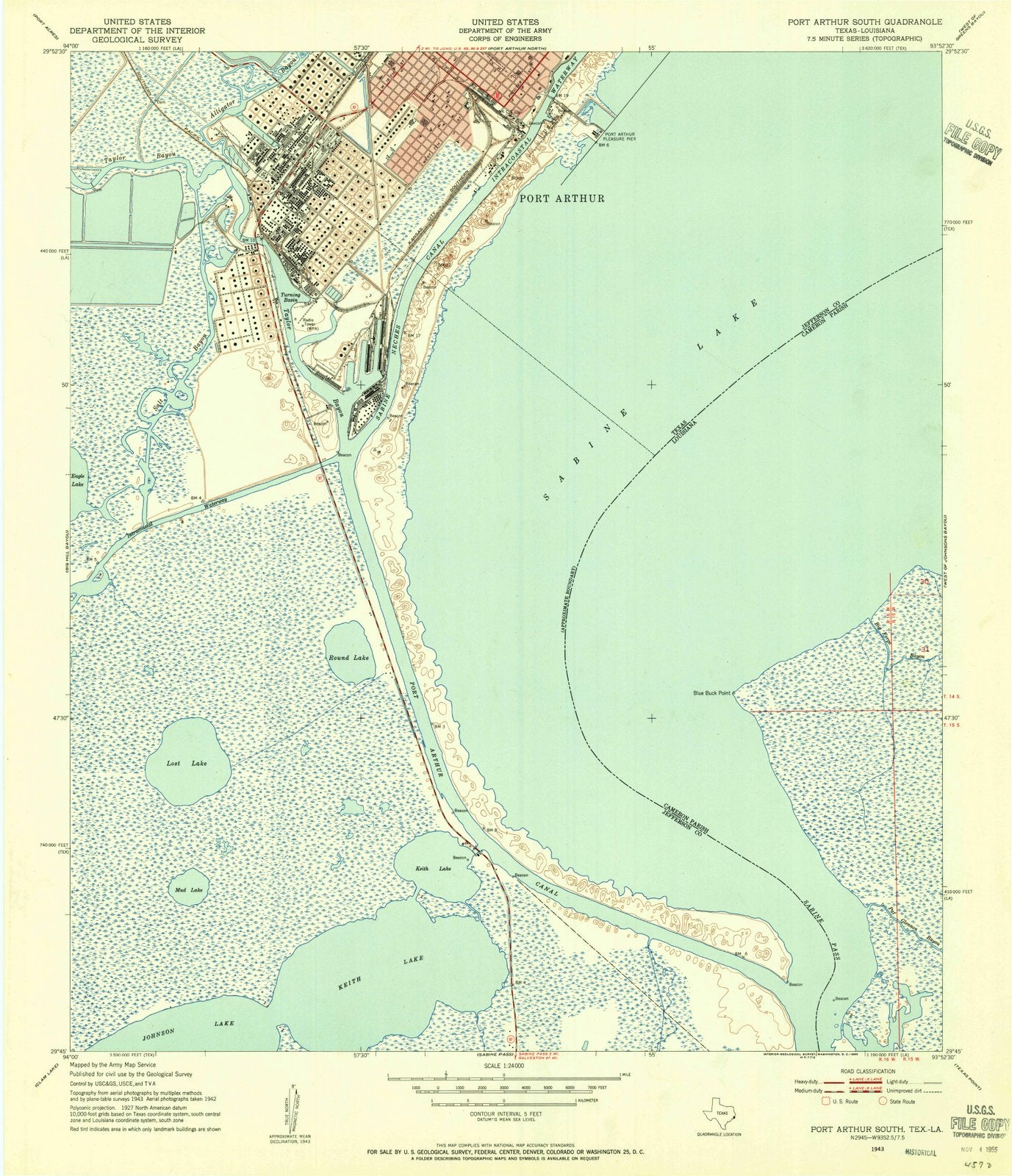 1943 Port Arthur South, TX - Texas - USGS Topographic Map