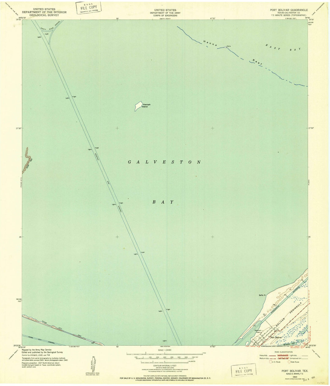1943 Port Bolivar, TX - Texas - USGS Topographic Map