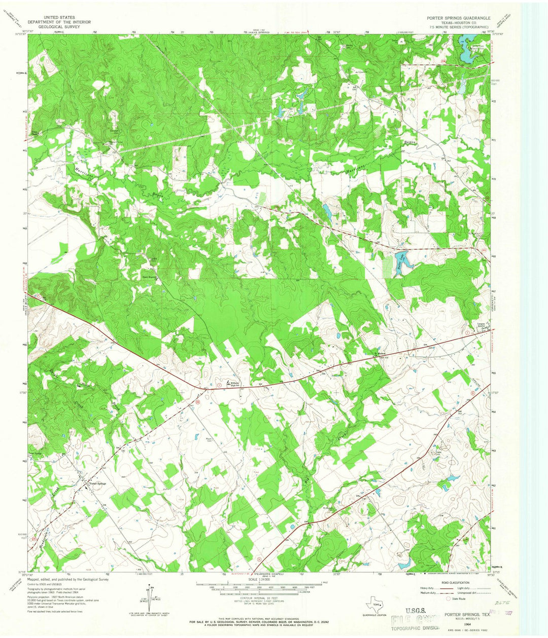 1964 Porter Springs, TX - Texas - USGS Topographic Map