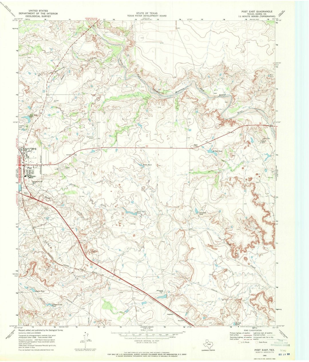 1969 Post East, TX - Texas - USGS Topographic Map