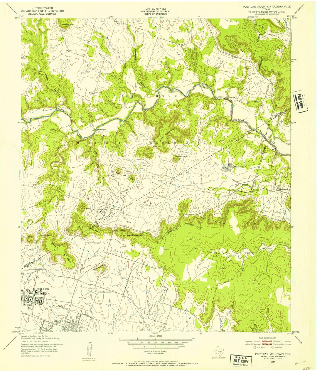 1947 Post Oak Mountain, TX - Texas - USGS Topographic Map