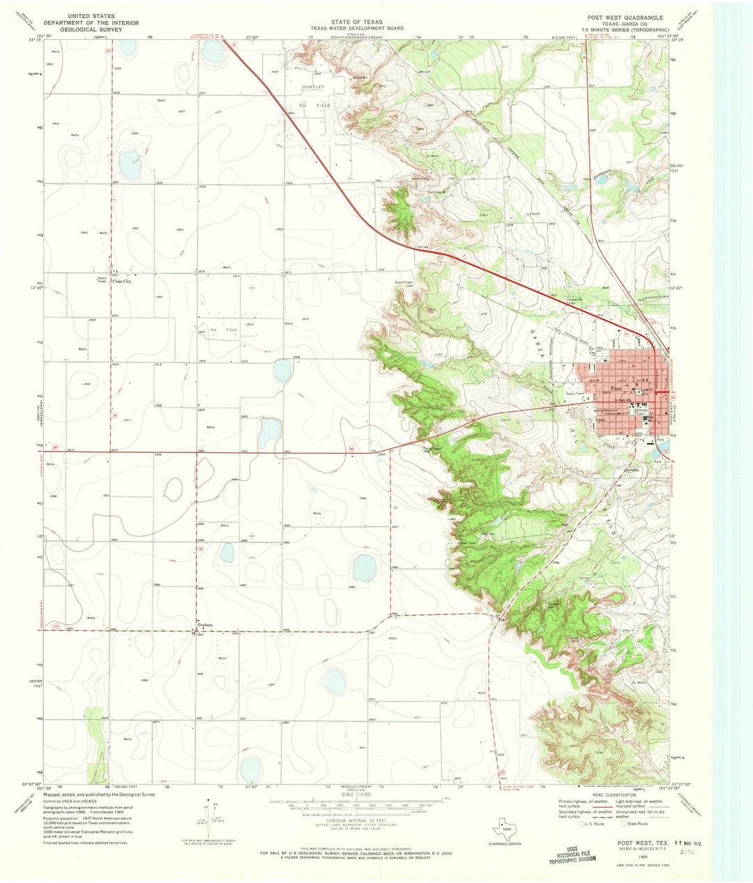 1969 Post West, TX - Texas - USGS Topographic Map