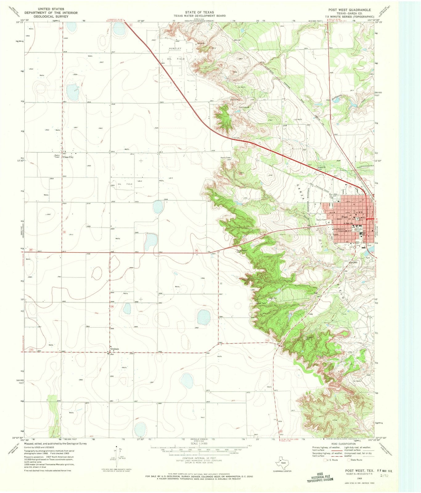 1969 Post West, TX - Texas - USGS Topographic Map