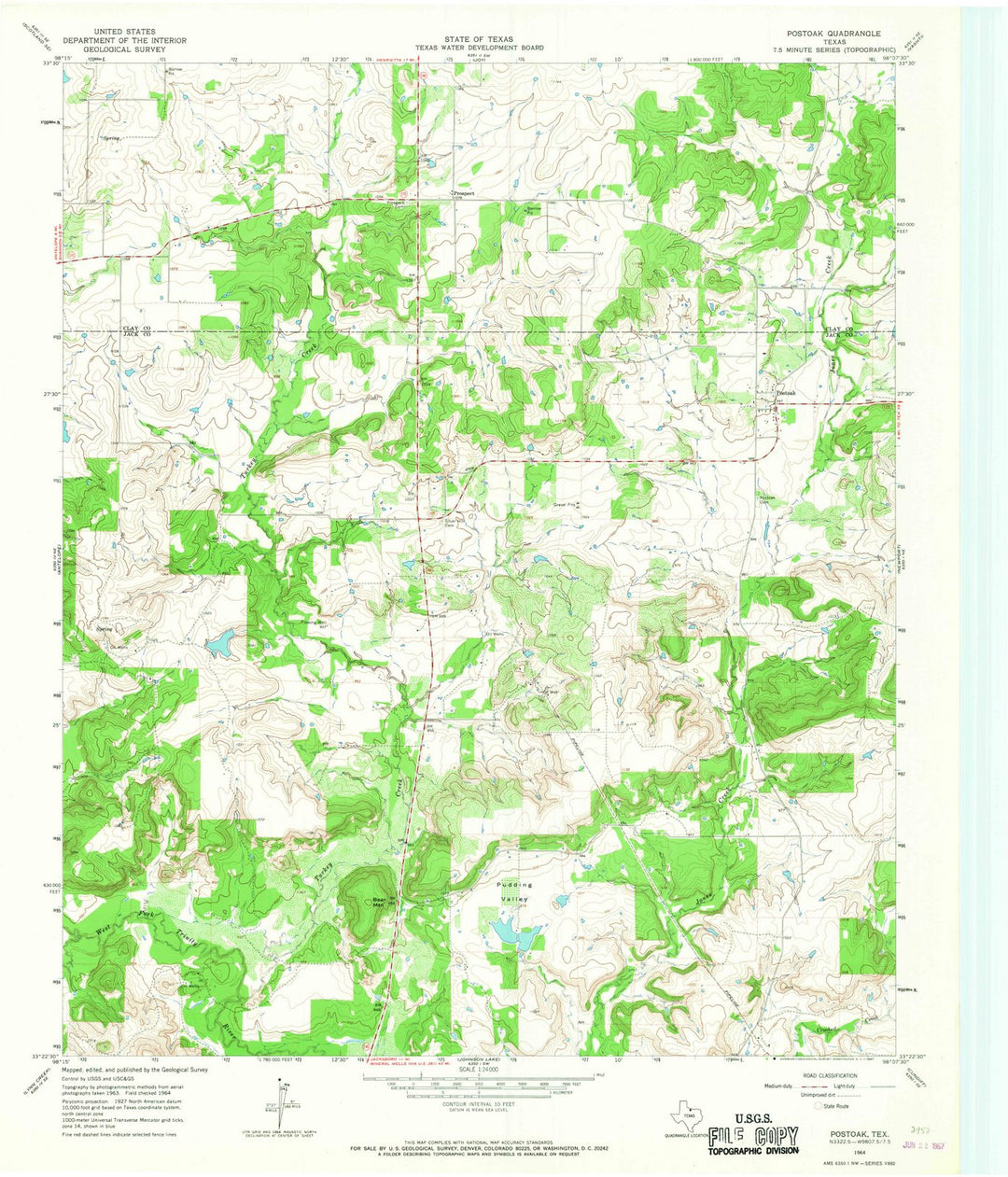 1964 Postoak, TX - Texas - USGS Topographic Map