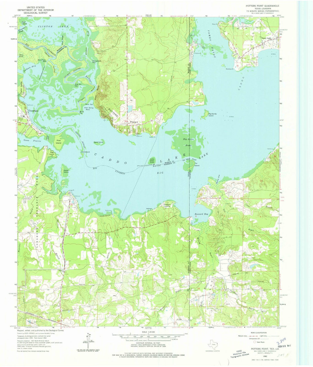1962 Potters Point, TX - Texas - USGS Topographic Map