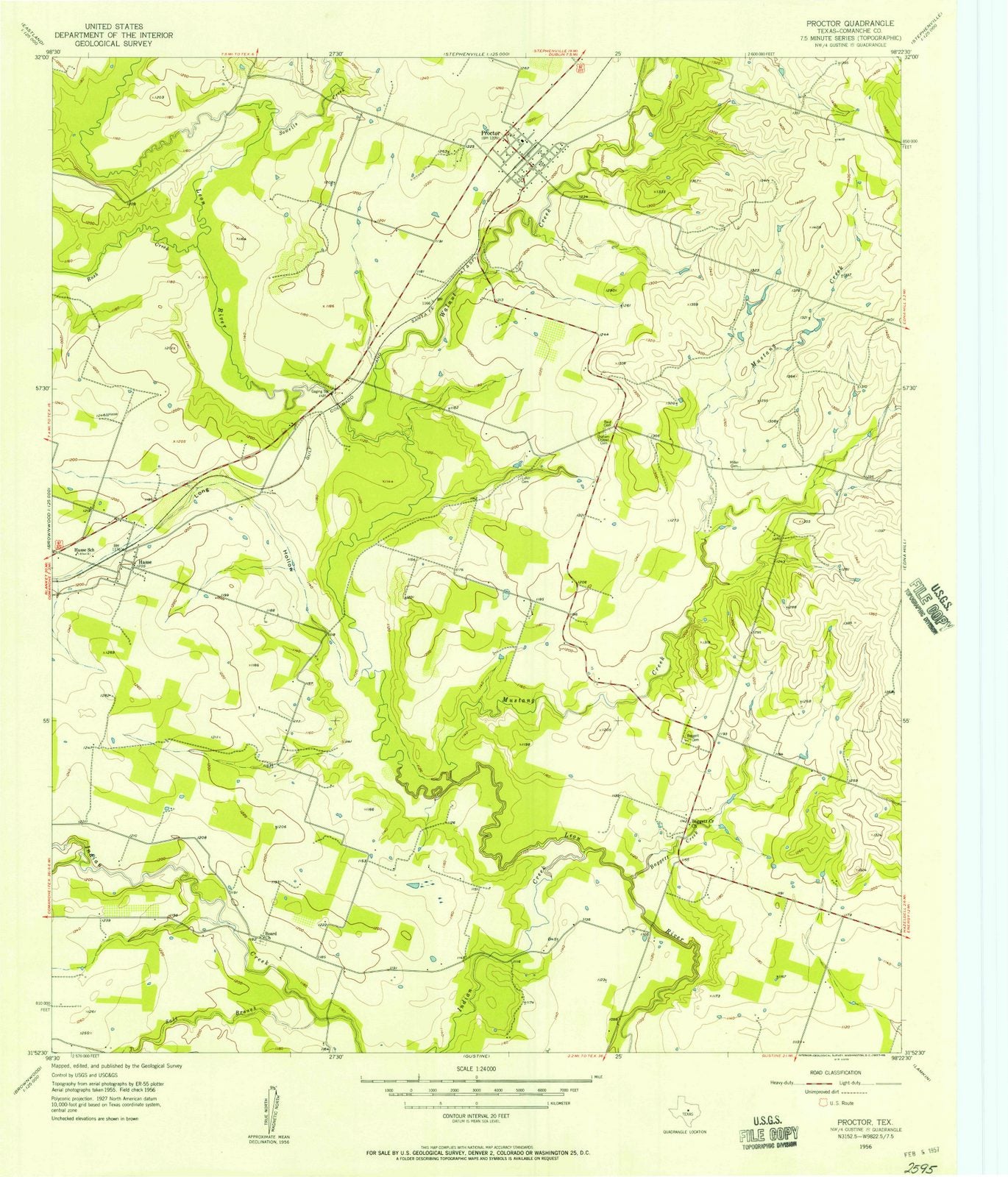 1956 Proctor, TX - Texas - USGS Topographic Map