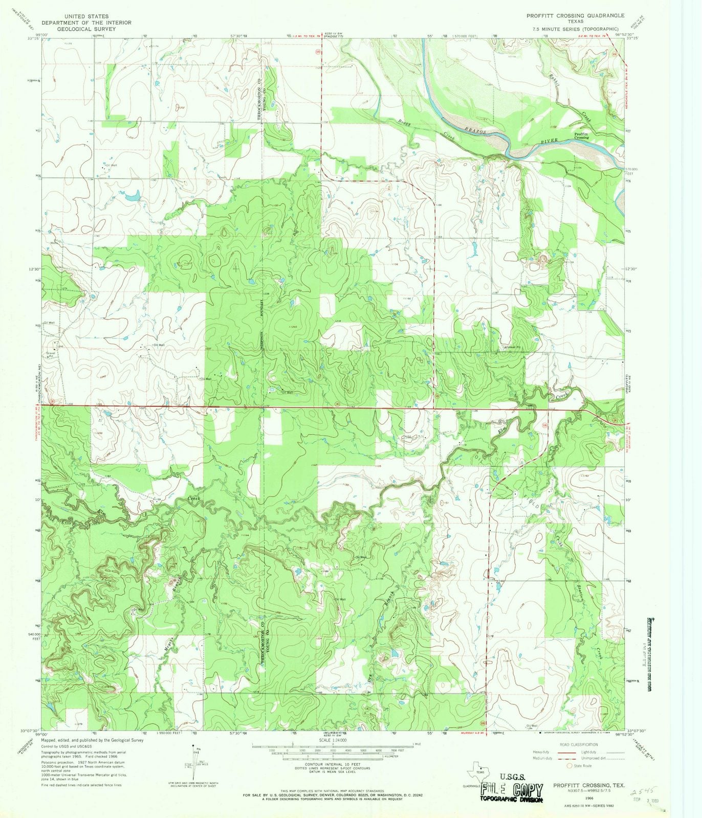 1966 Proffitt Crossing, TX - Texas - USGS Topographic Map