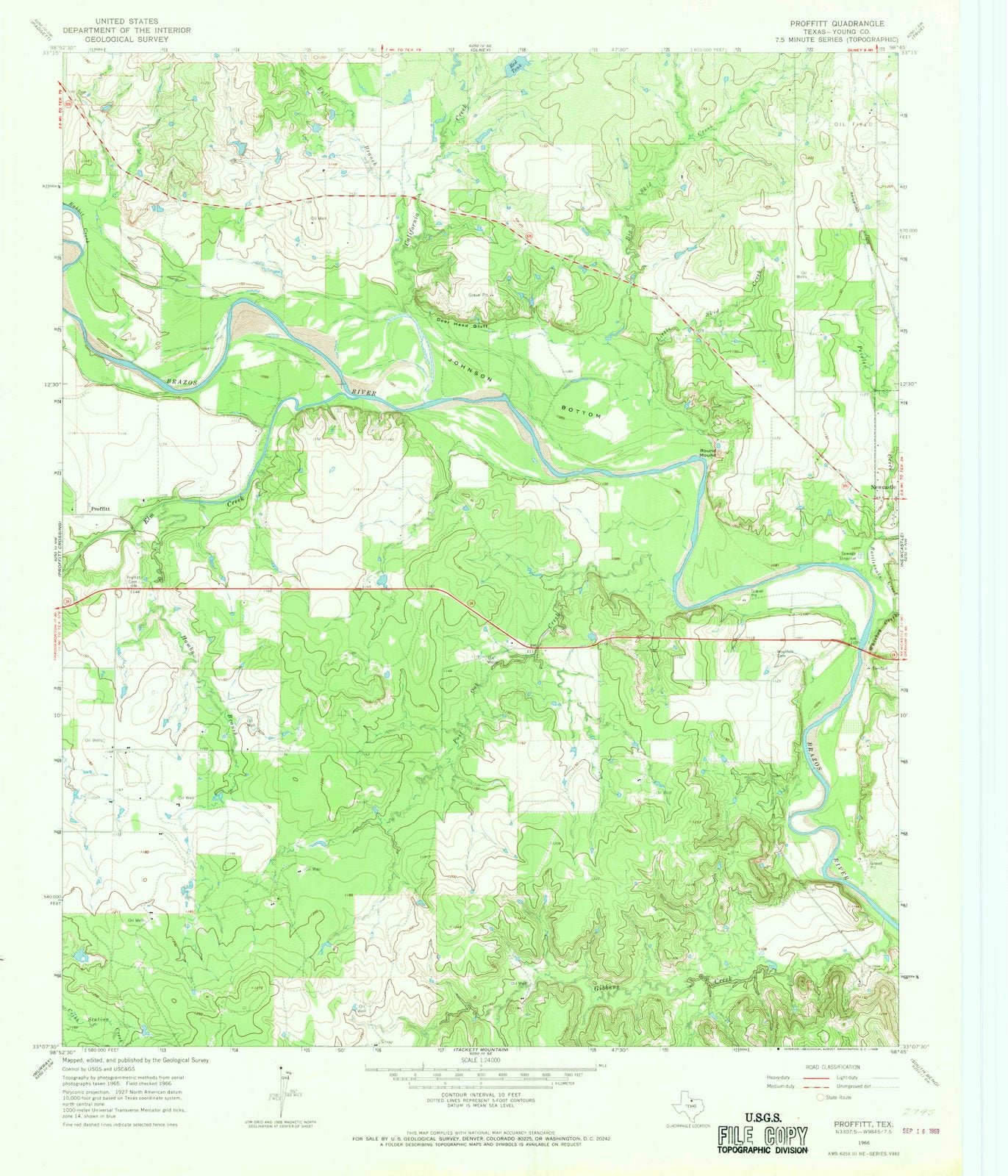 1966 Proffitt, TX - Texas - USGS Topographic Map