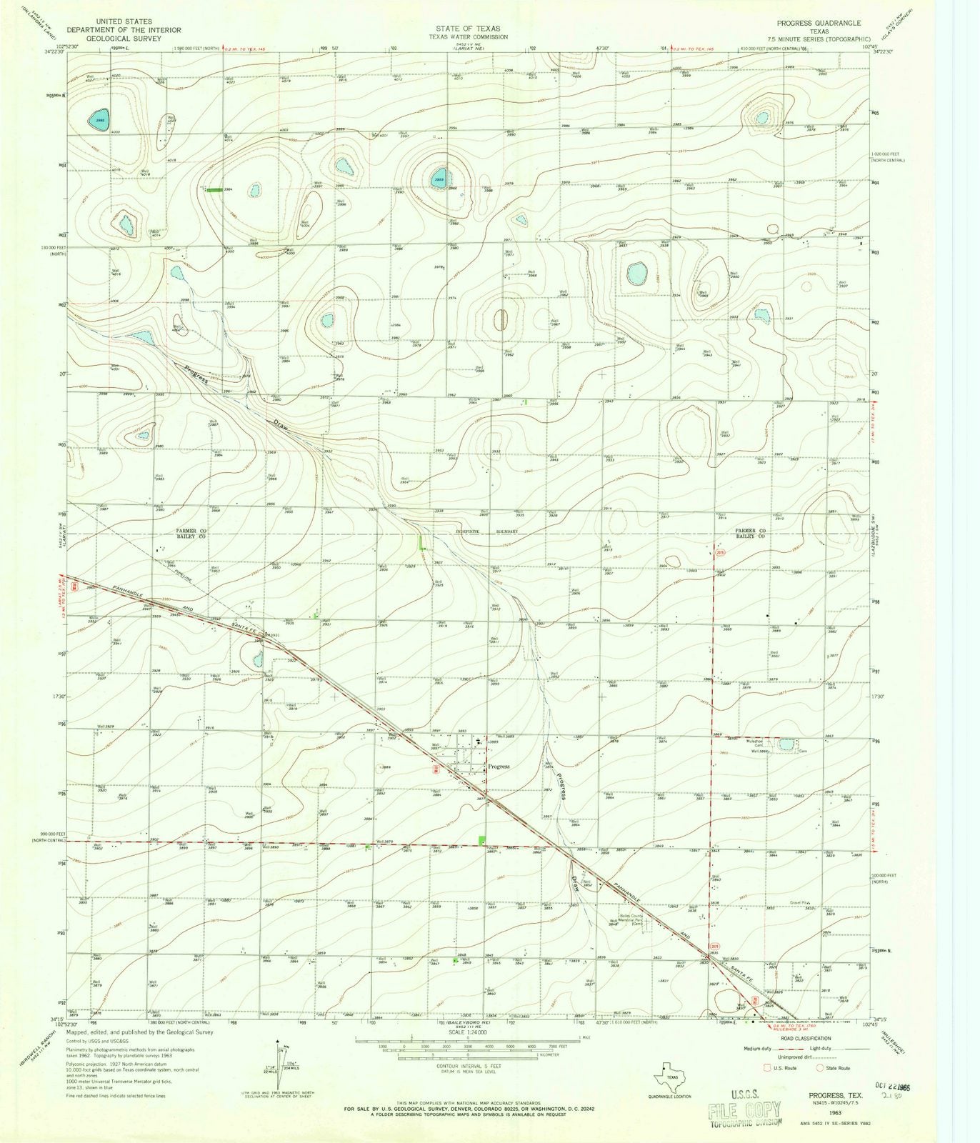 1963 Progress, TX - Texas - USGS Topographic Map