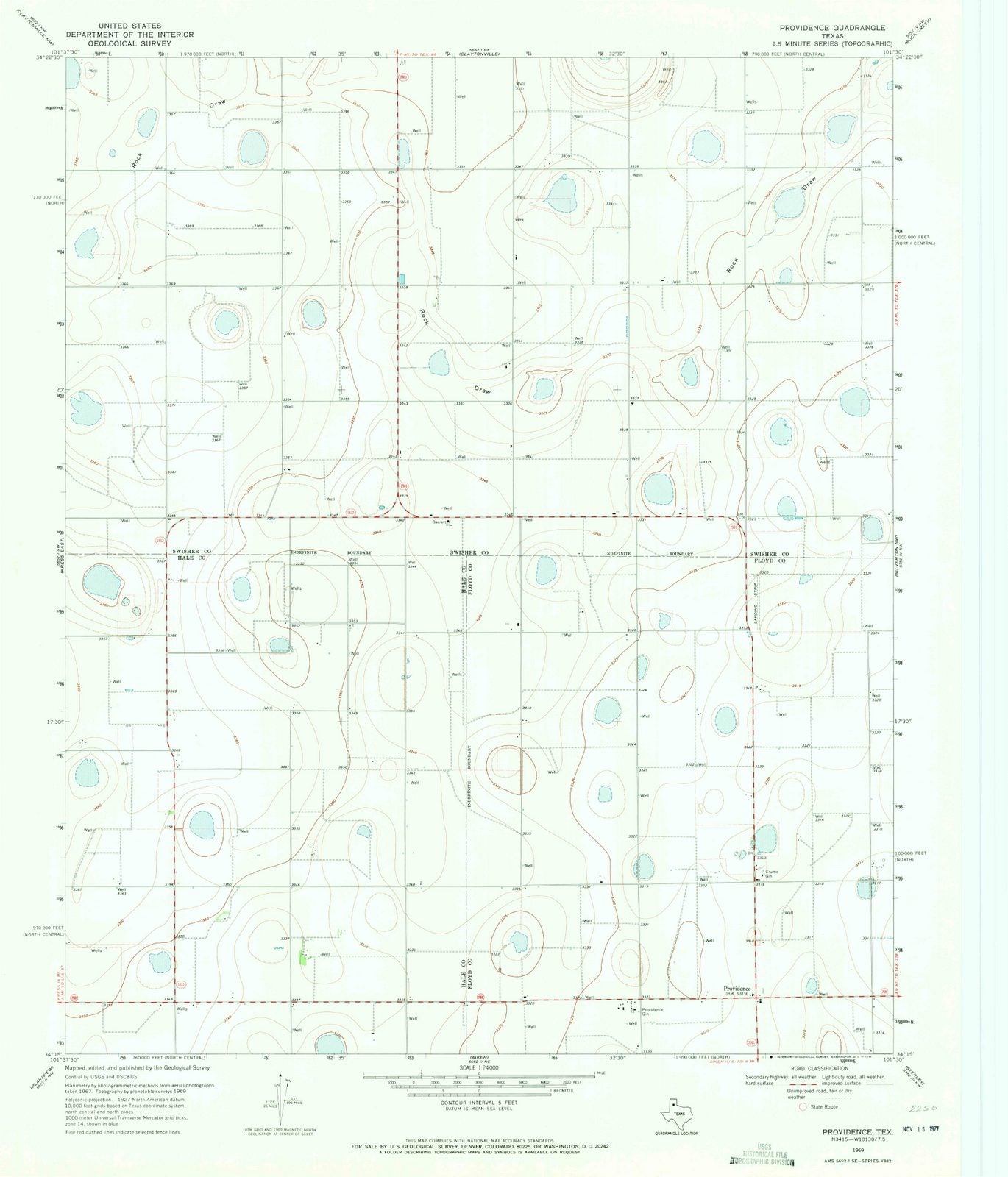1969 Providence, TX - Texas - USGS Topographic Map