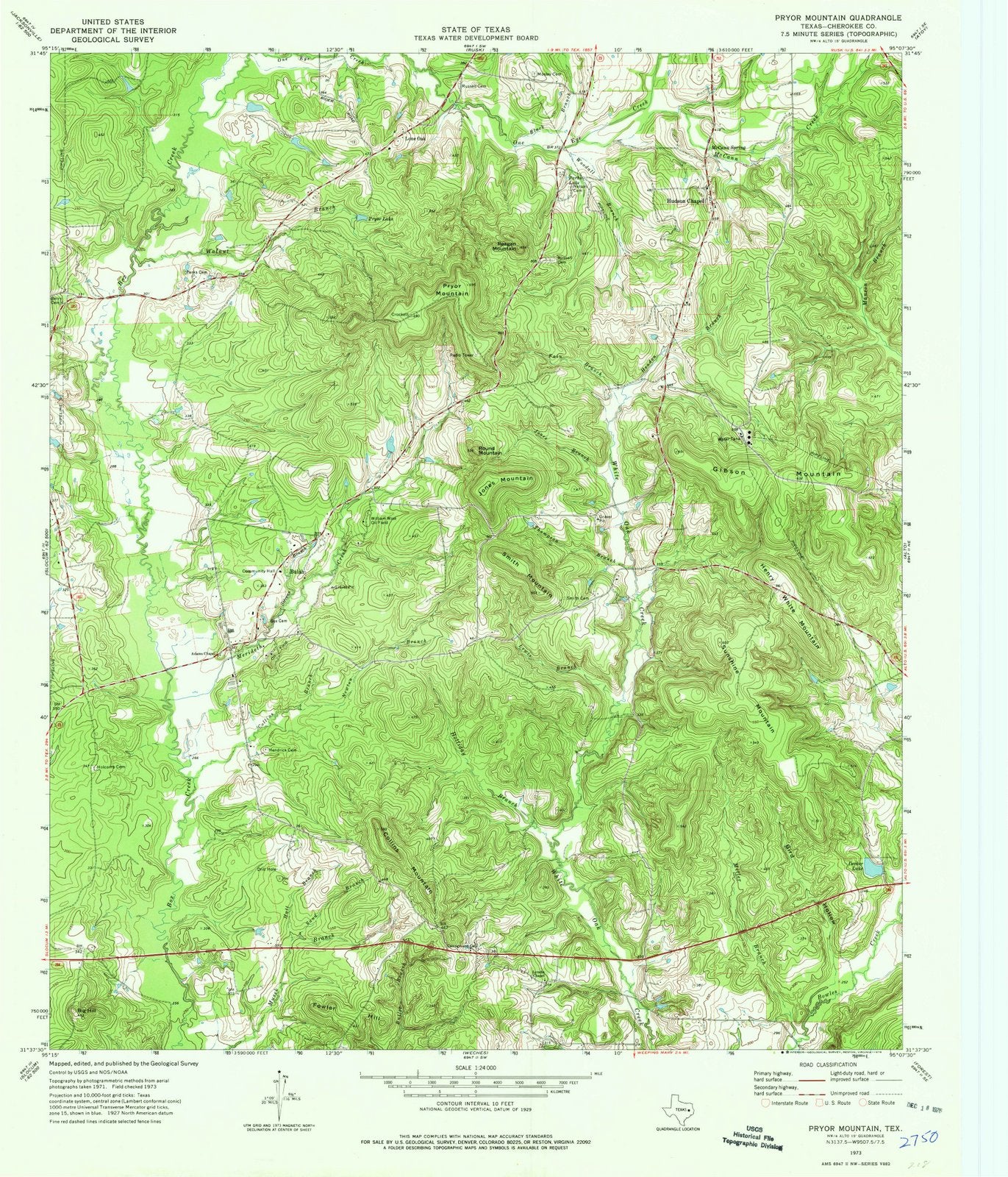 1973 Pryor Mountain, TX - Texas - USGS Topographic Map