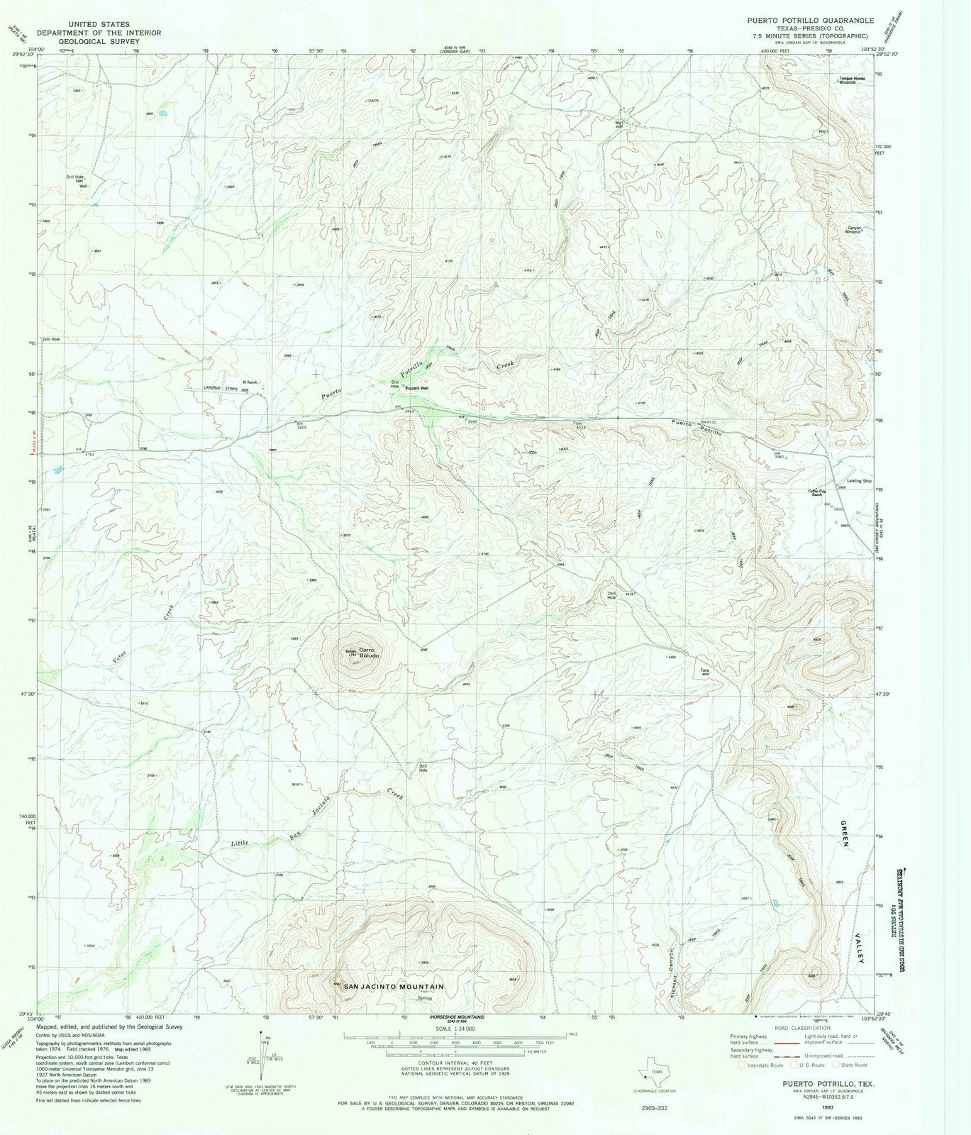 1983 Puerto Potrillo, TX - Texas - USGS Topographic Map