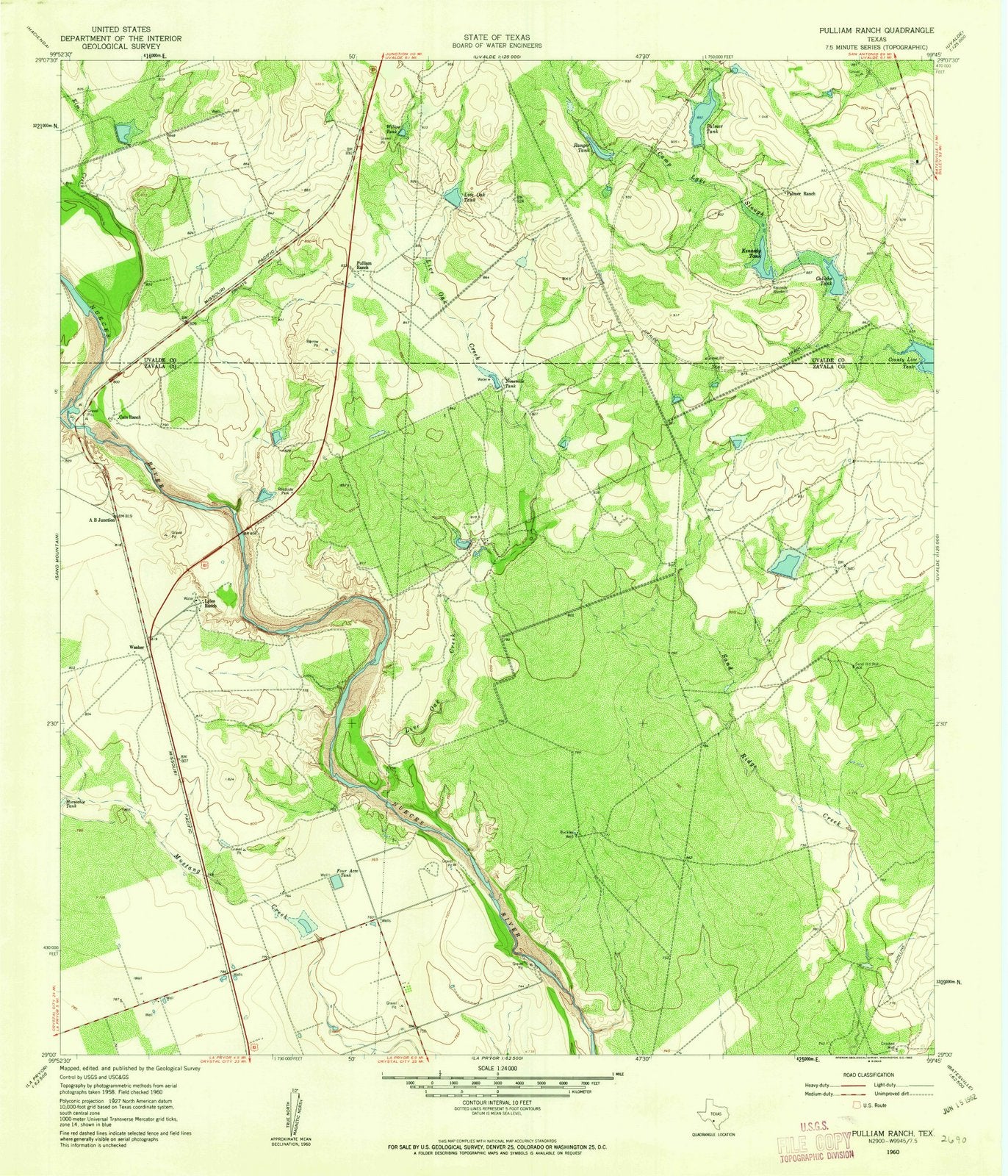 1960 Pulliam Ranch, TX - Texas - USGS Topographic Map