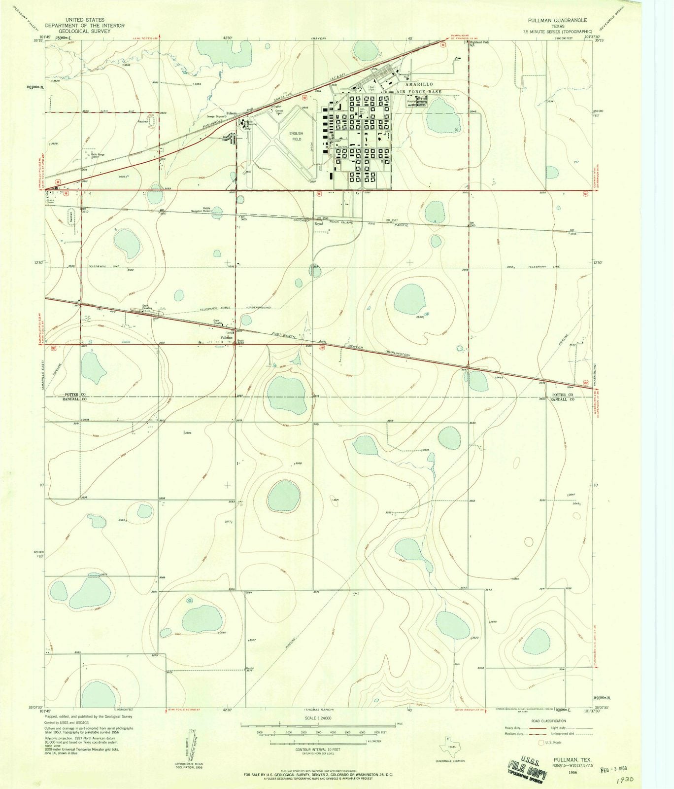 1956 Pullman, TX - Texas - USGS Topographic Map