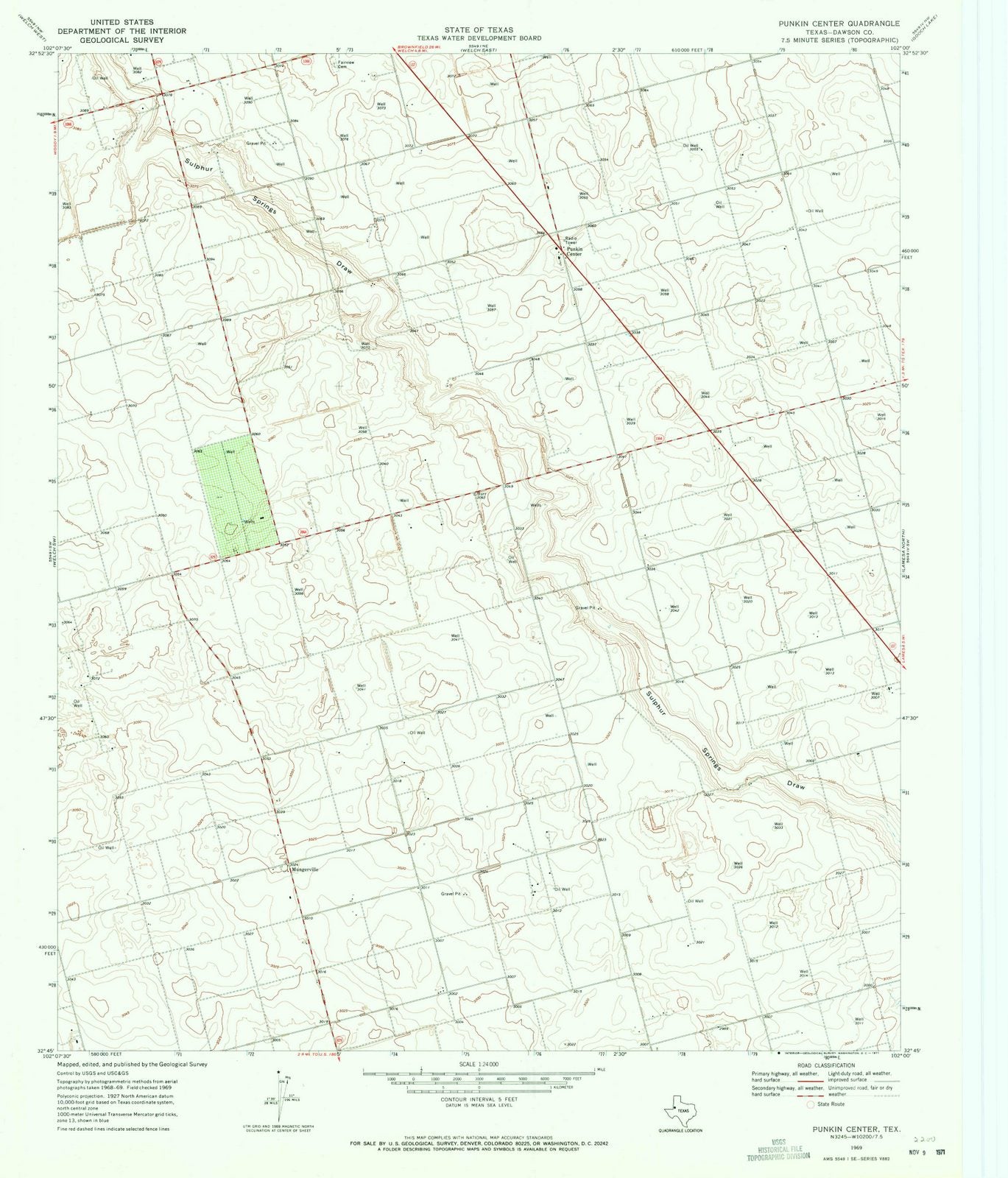 1969 Punkin Center, TX - Texas - USGS Topographic Map