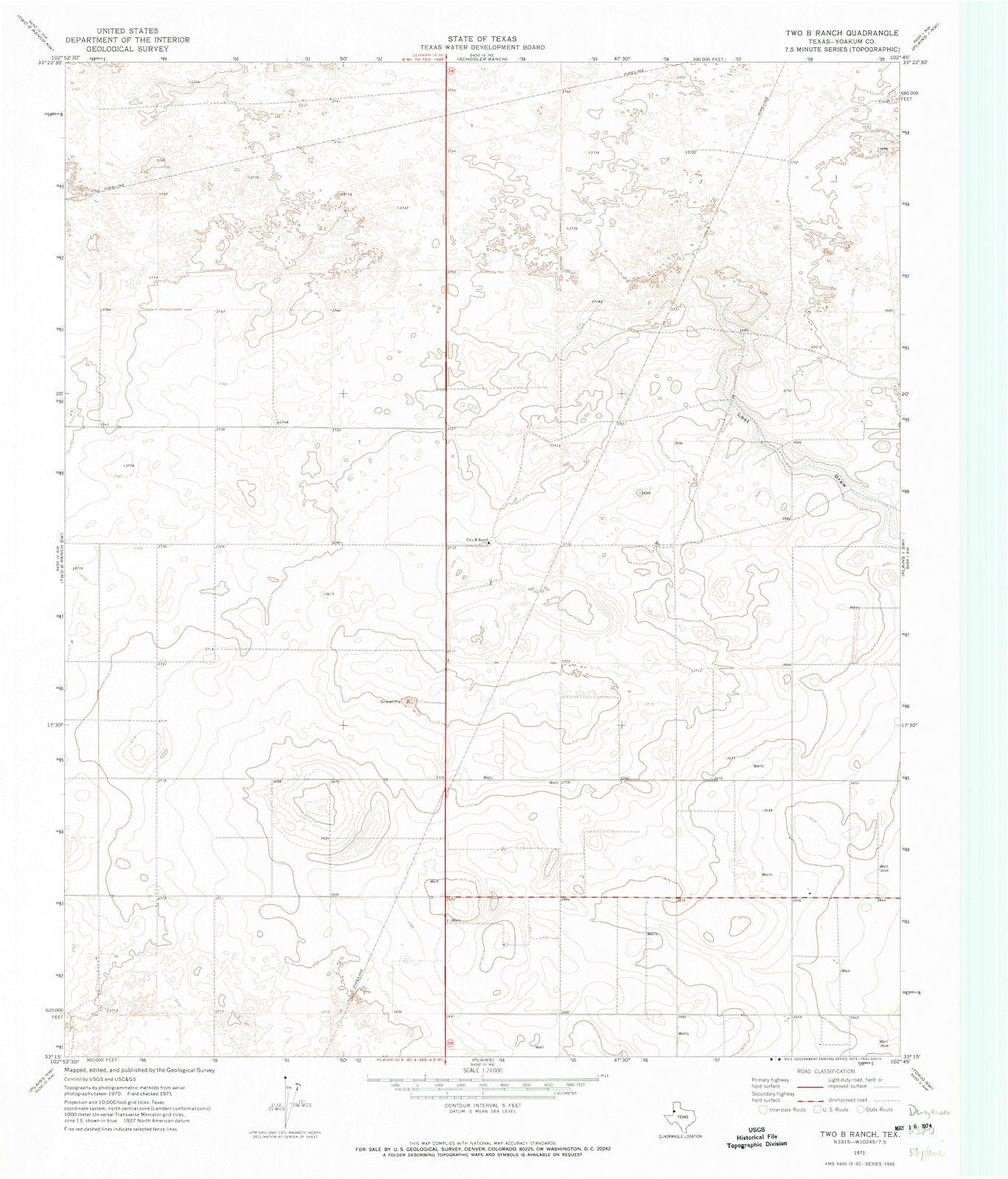 1971 Two B Ranch, TX - Texas - USGS Topographic Map v3