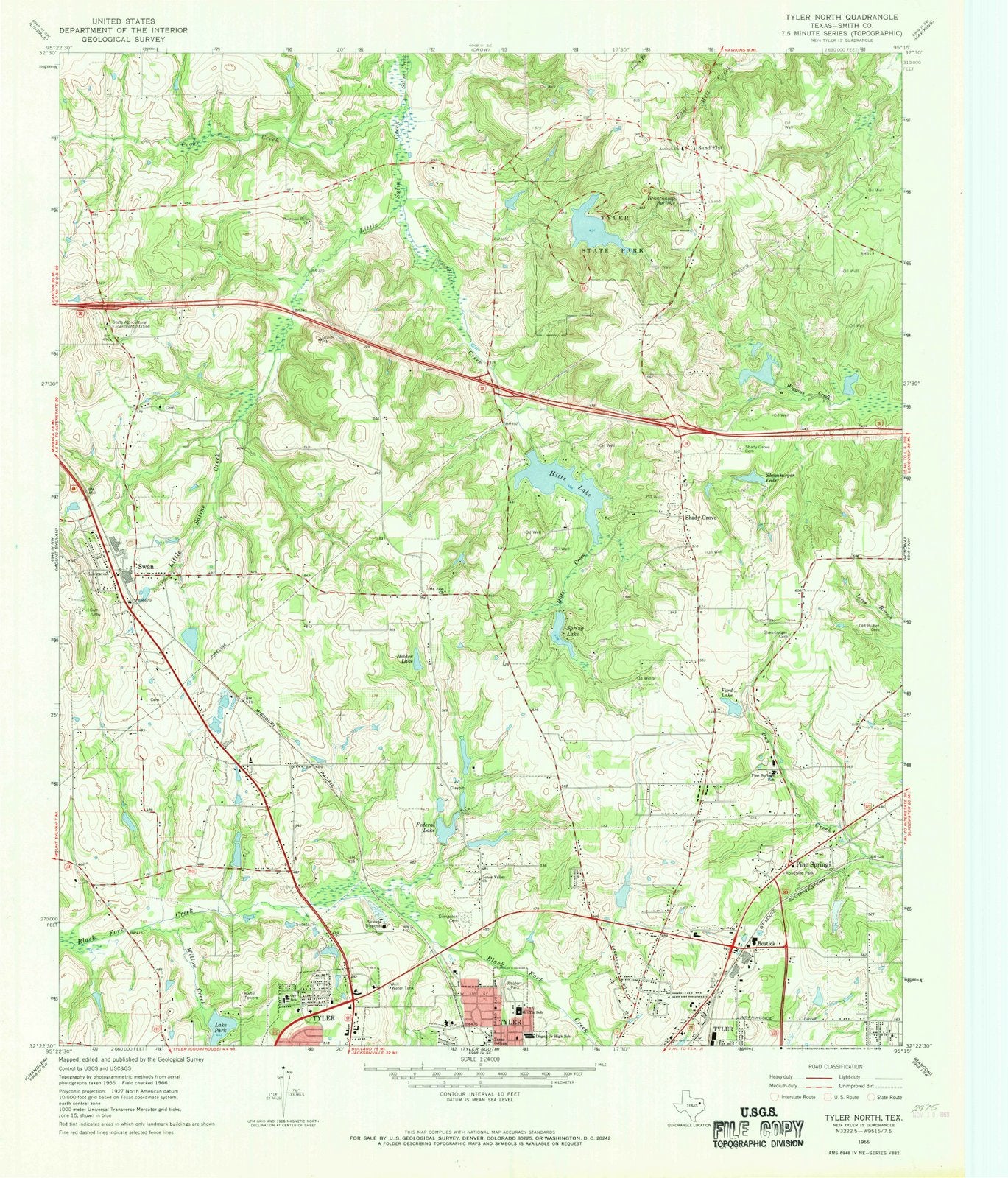 1966 Tyler North, TX - Texas - USGS Topographic Map