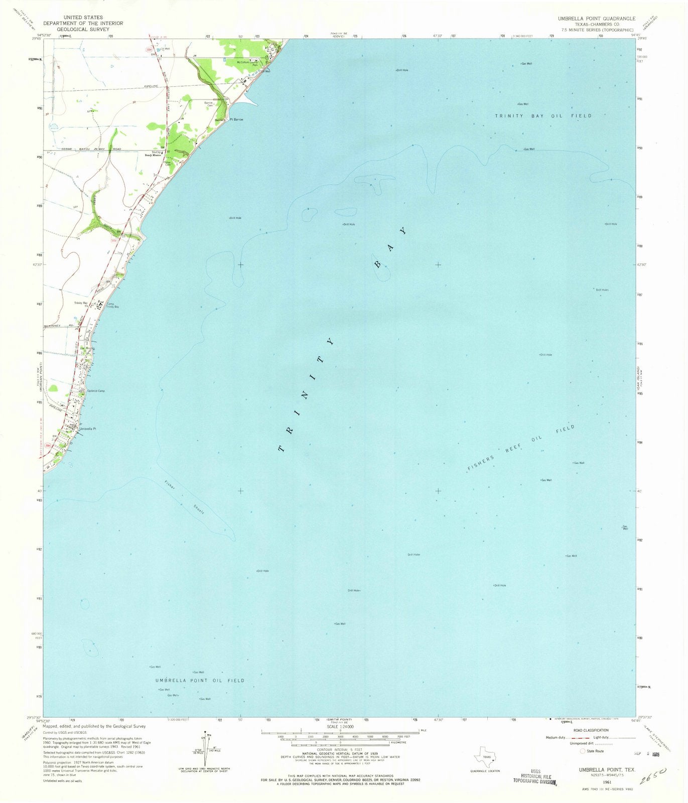1961 Umbrella Point, TX - Texas - USGS Topographic Map