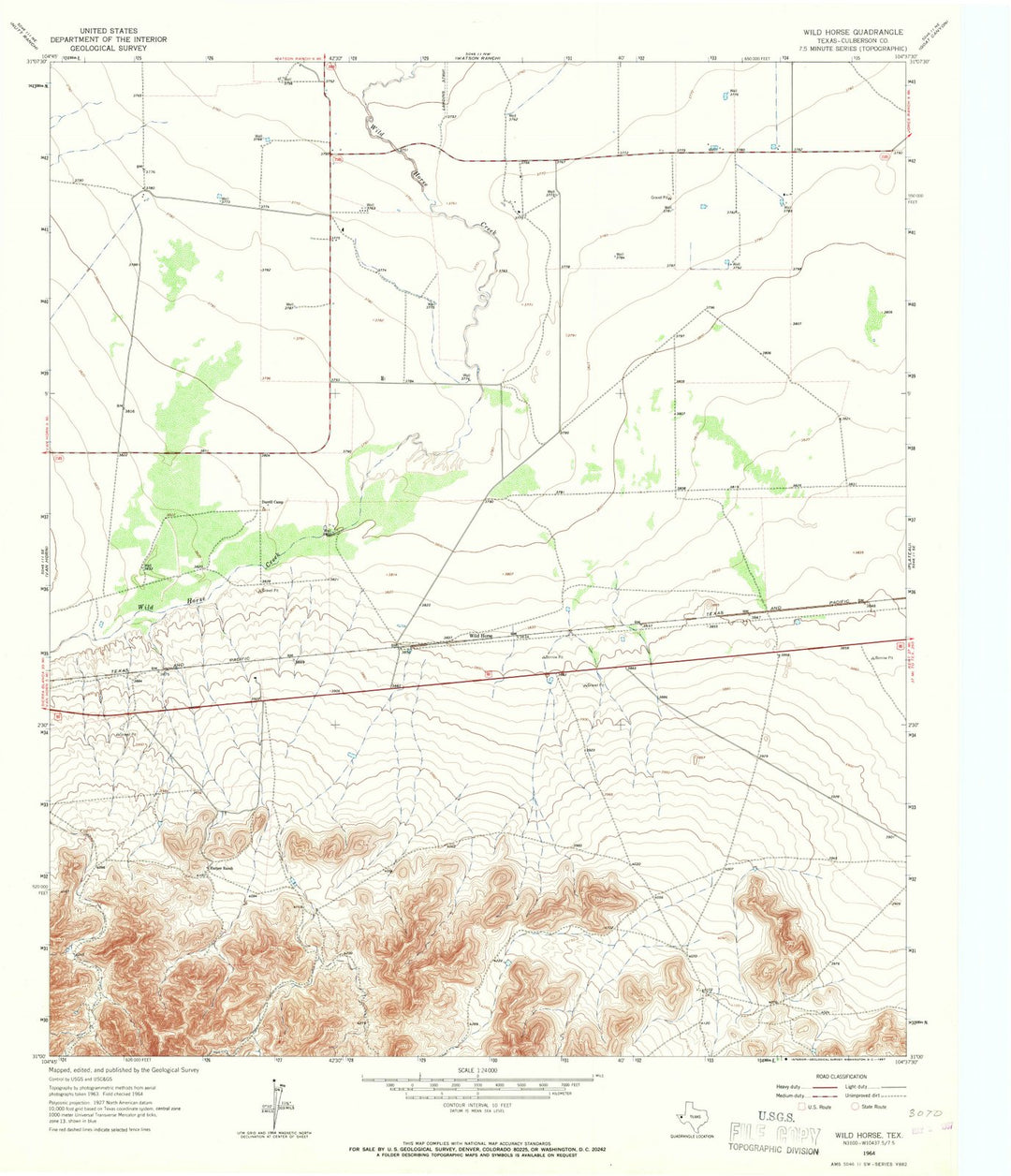 1964 Wild Horse, TX - Texas - USGS Topographic Map