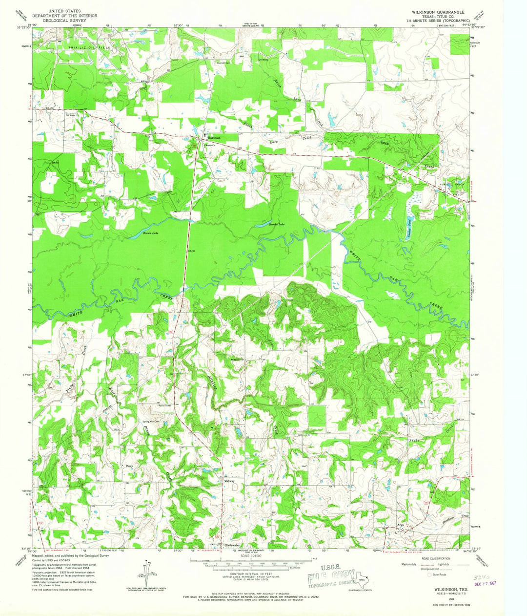 1964 Wilkinson, TX - Texas - USGS Topographic Map
