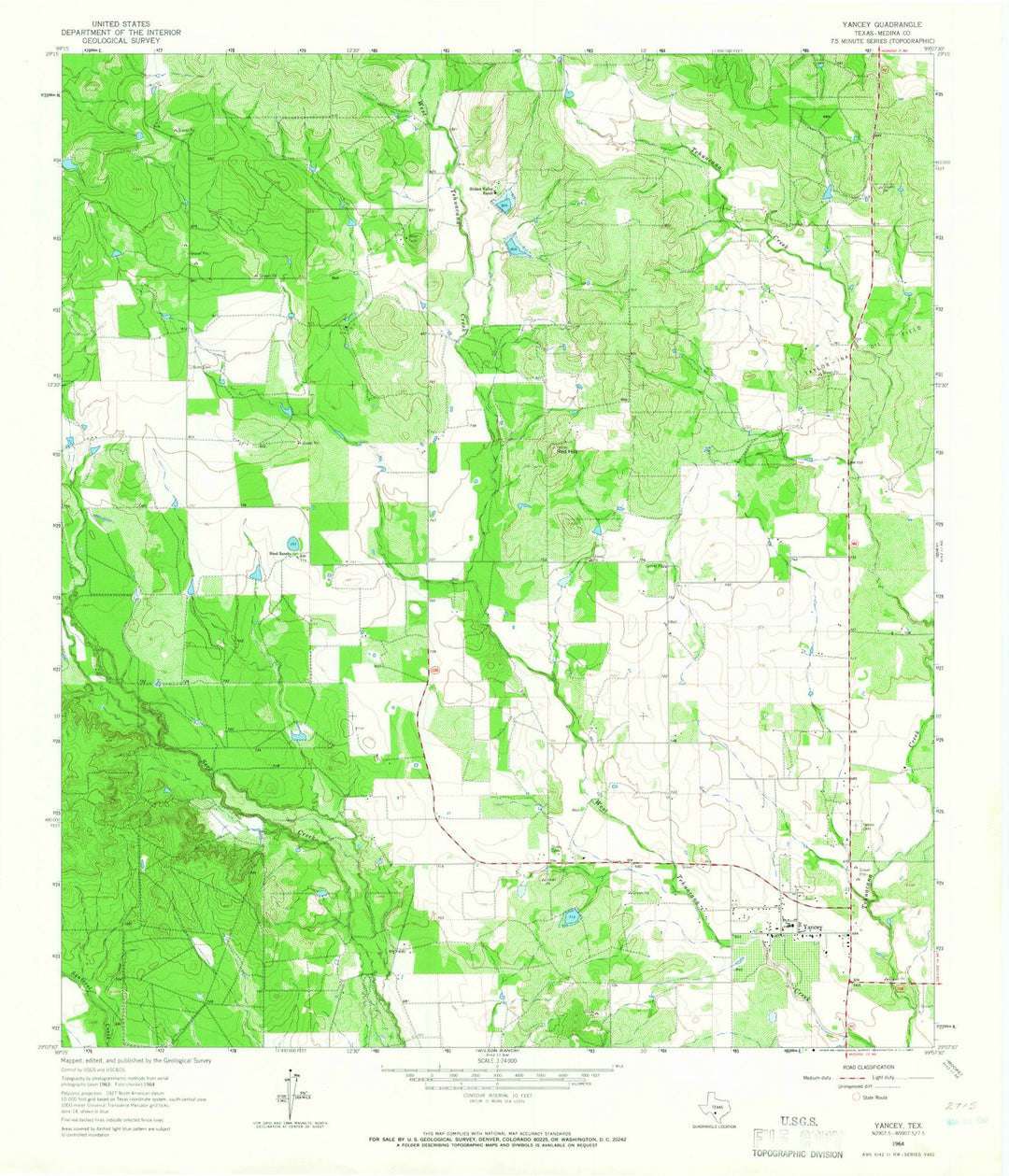 1964 Yancey, TX - Texas - USGS Topographic Map