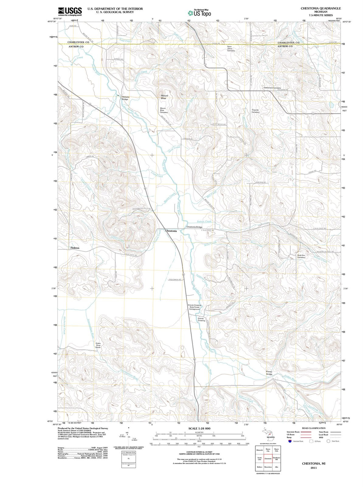 2011 Chestonia, MI - Michigan - USGS Topographic Map