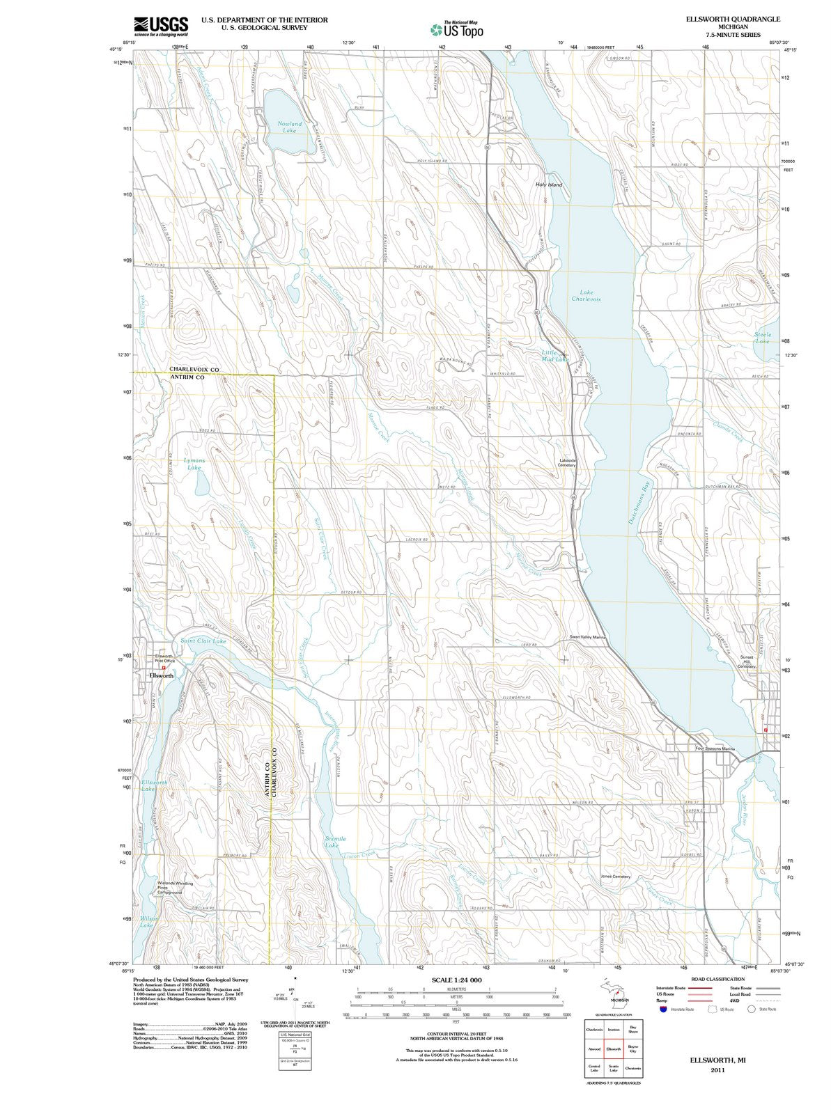 2011 Ellsworth, MI - Michigan - USGS Topographic Map