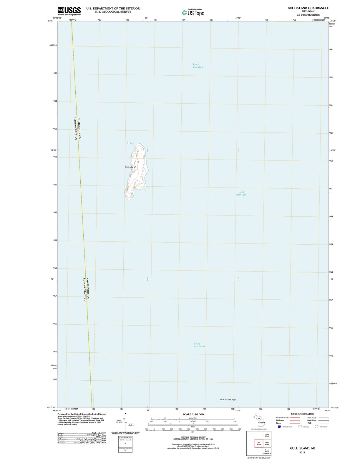 2011 Gull Island, MI - Michigan - USGS Topographic Map