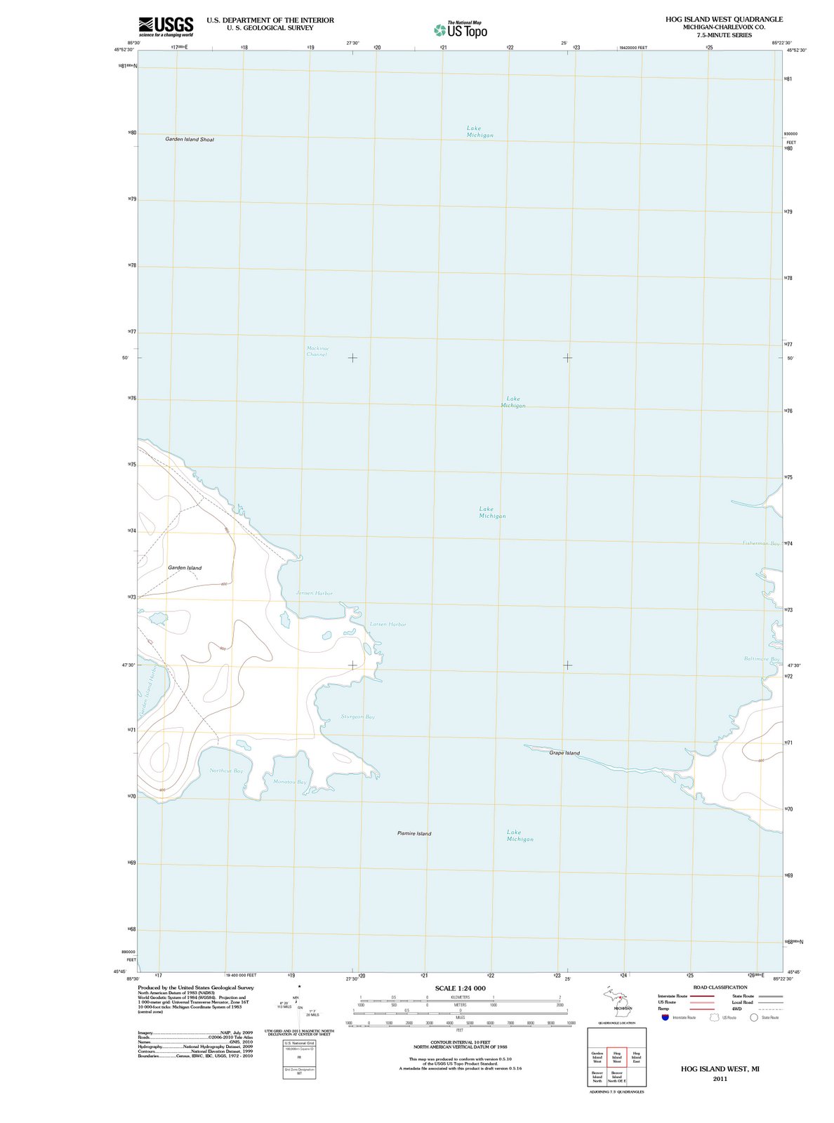2011 Hog Island West, MI - Michigan - USGS Topographic Map
