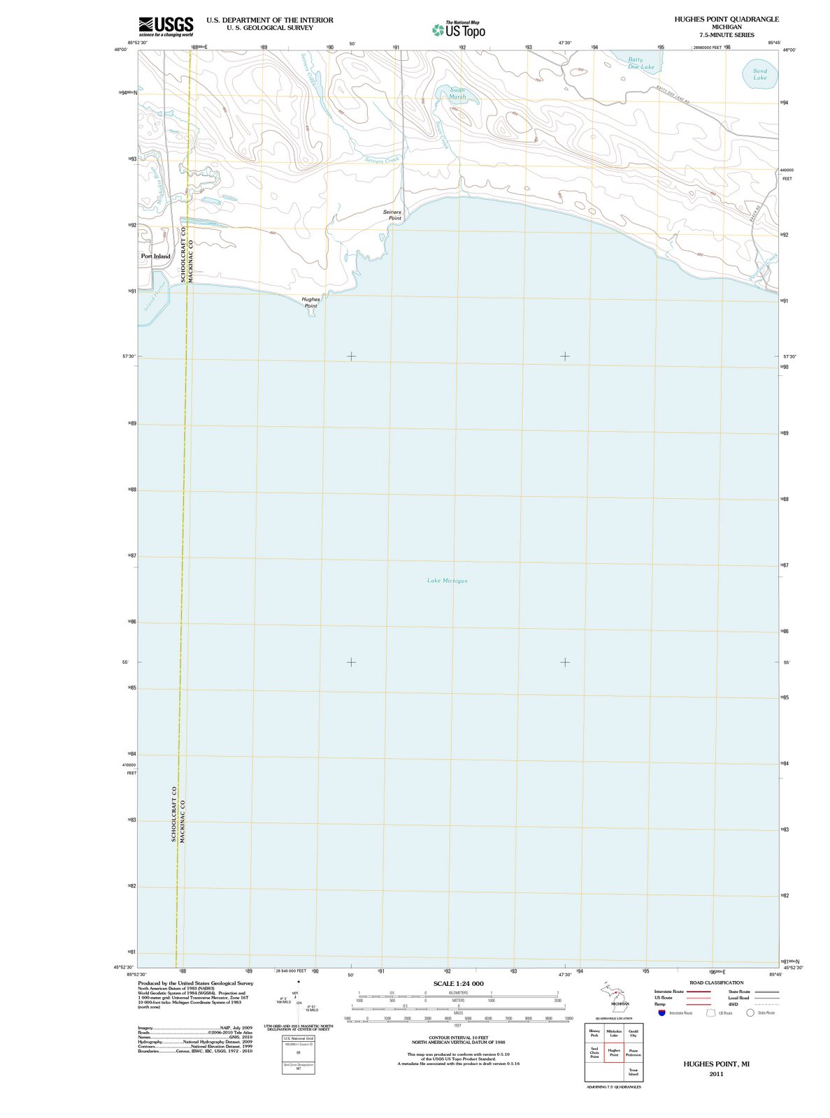 2011 Hughes Point, MI - Michigan - USGS Topographic Map