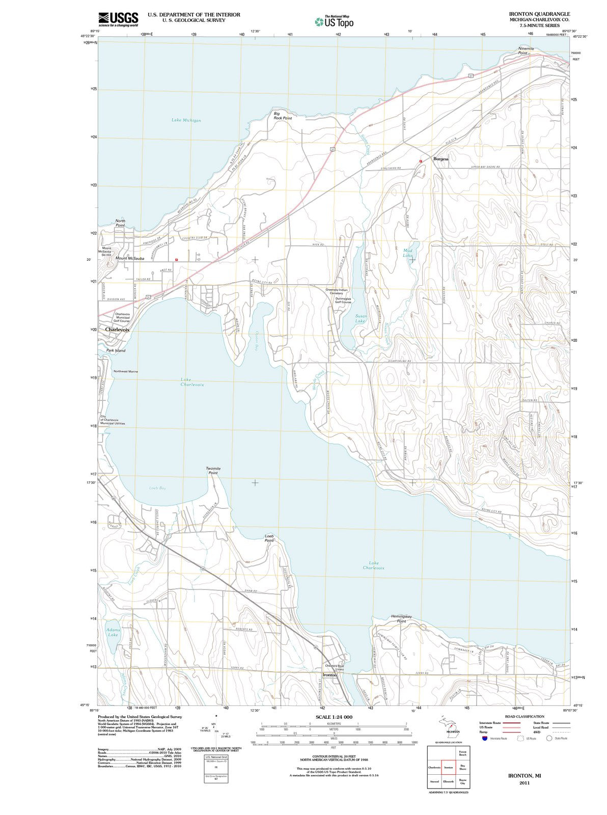 2011 Ironton, MI - Michigan - USGS Topographic Map