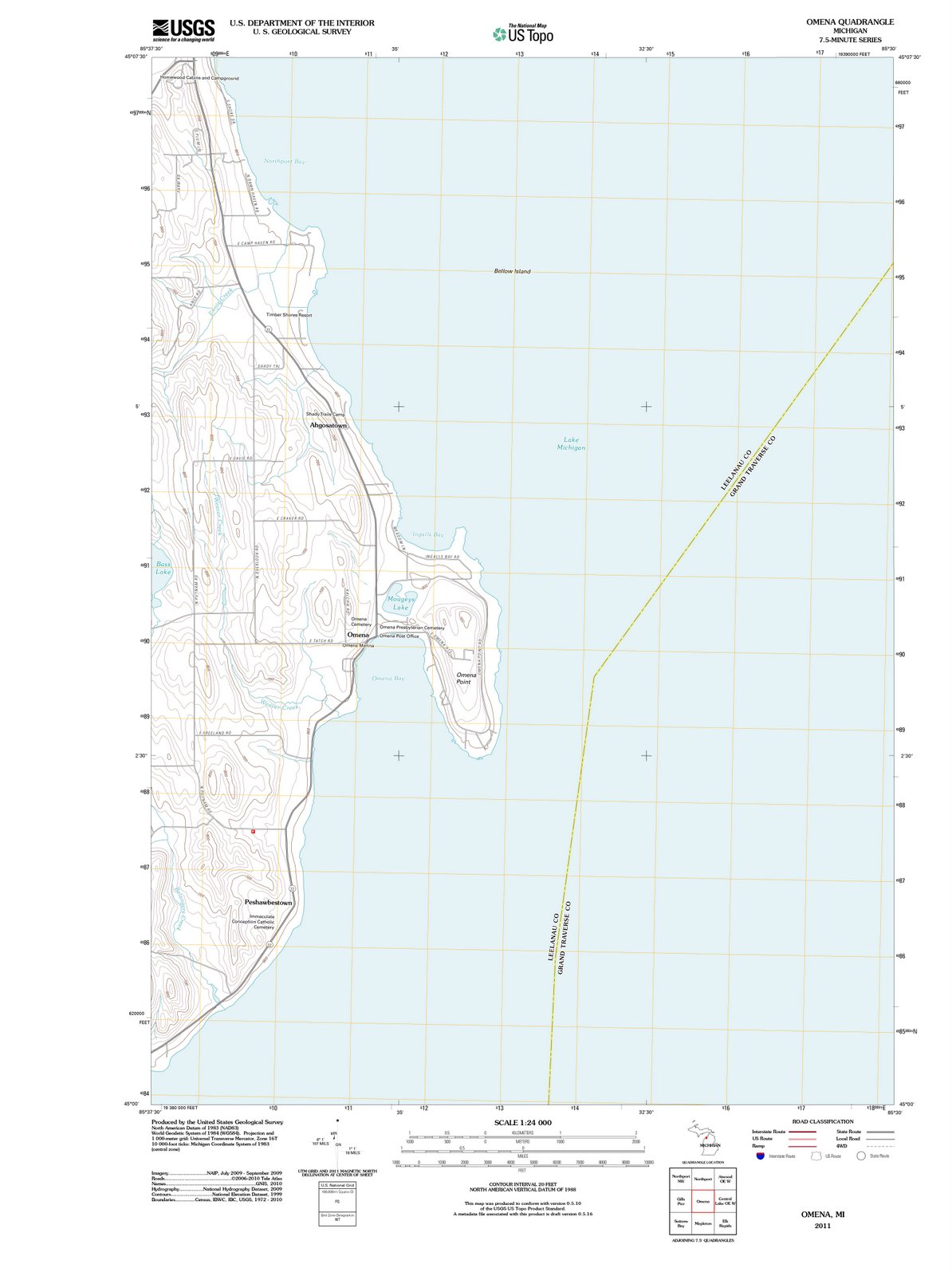 2011 Omena, MI - Michigan - USGS Topographic Map