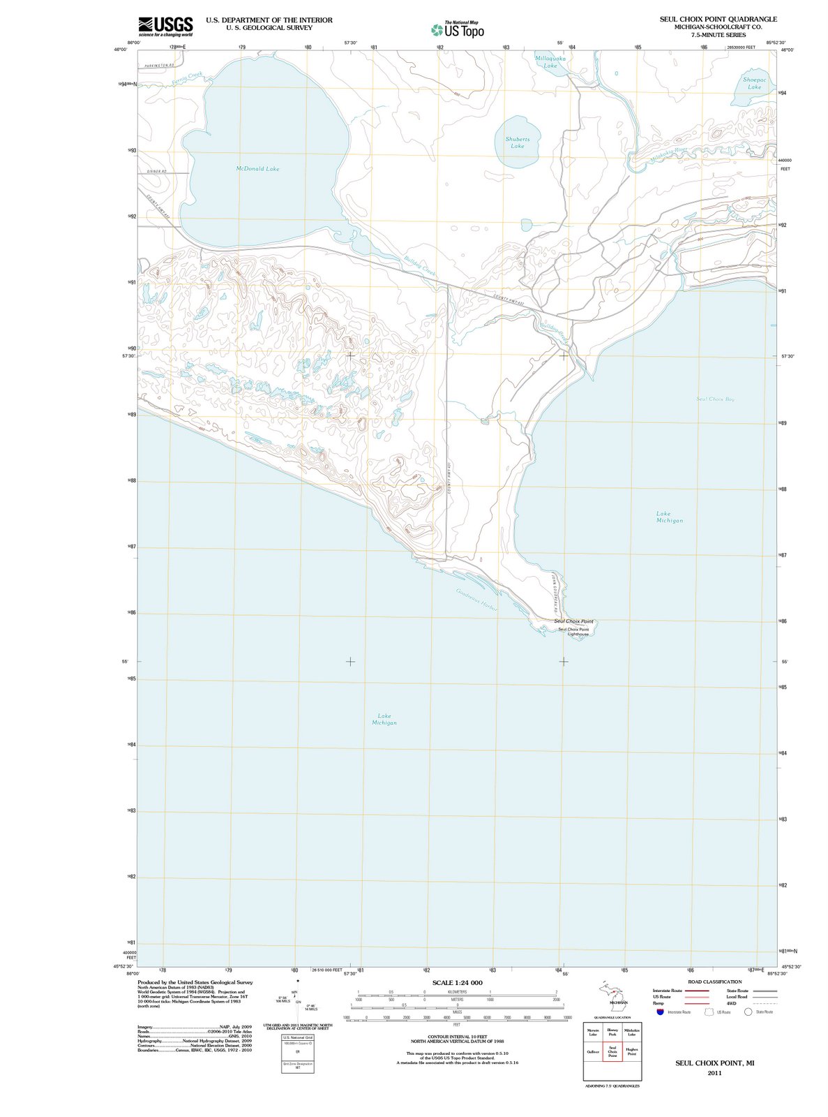 2011 Seul Choix Point, MI - Michigan - USGS Topographic Map