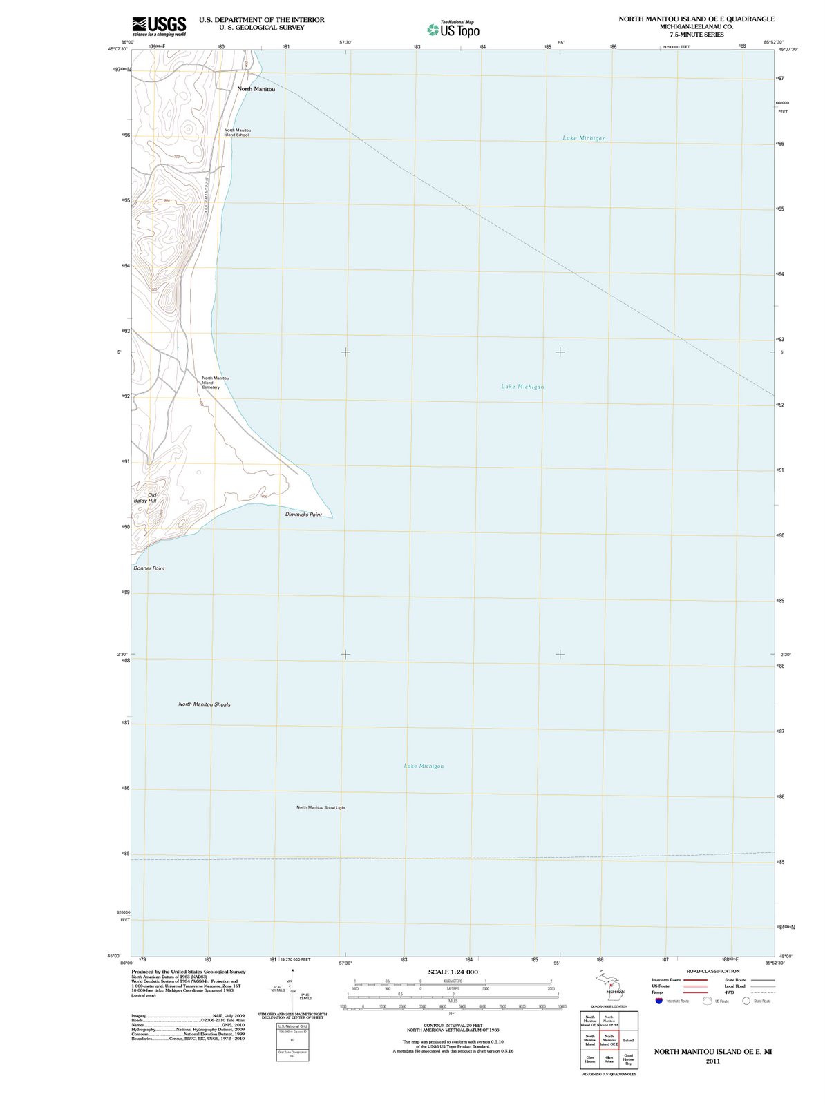 2011 North Manitou Island OE E, MI - Michigan - USGS Topographic Map