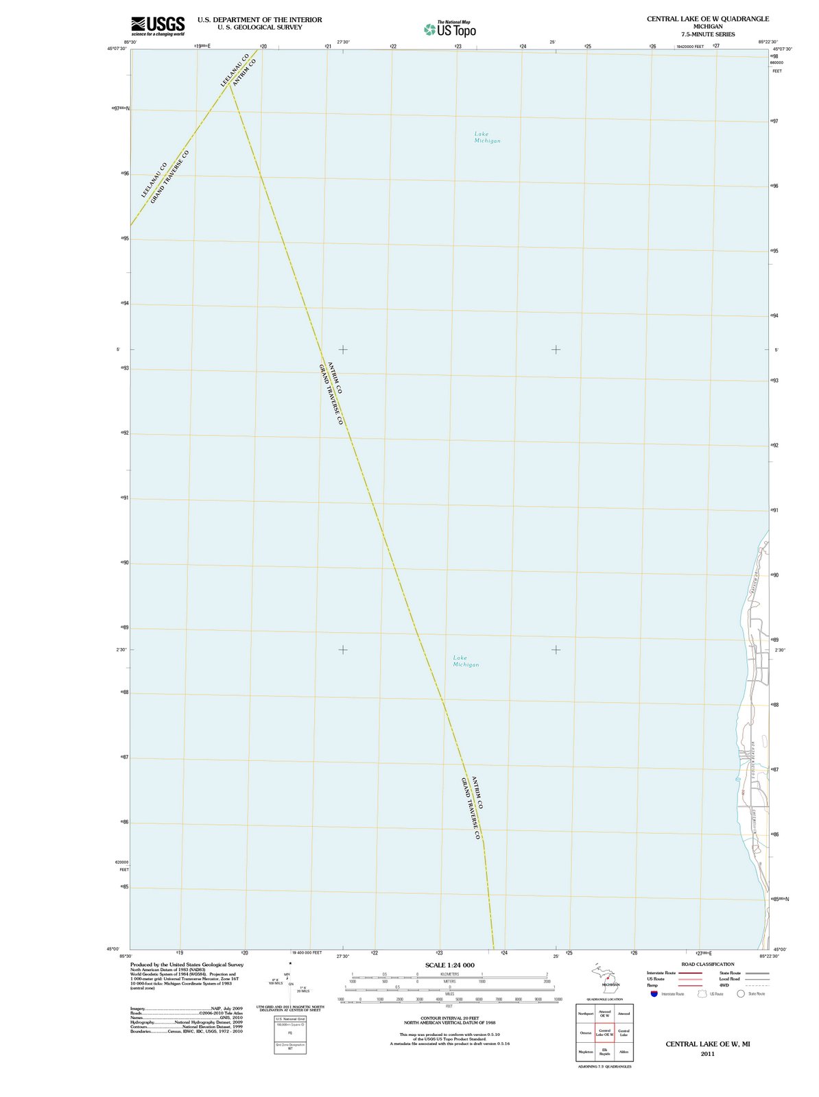 2011 Central Lake, MI - Michigan - USGS Topographic Map v2